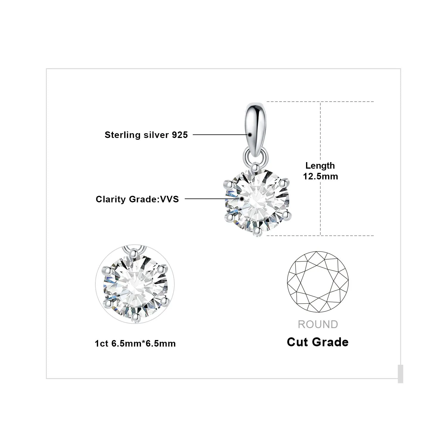JewelryPalace 1ct Collana Solitario Donna Argento 925 con Cubica Zirconia, Collana Ciondolo Pietra a Taglio Rotondo con Catena Veneziana 45cm, Collane Pendenti in Argento Set Gioielli Donna - immagine 2