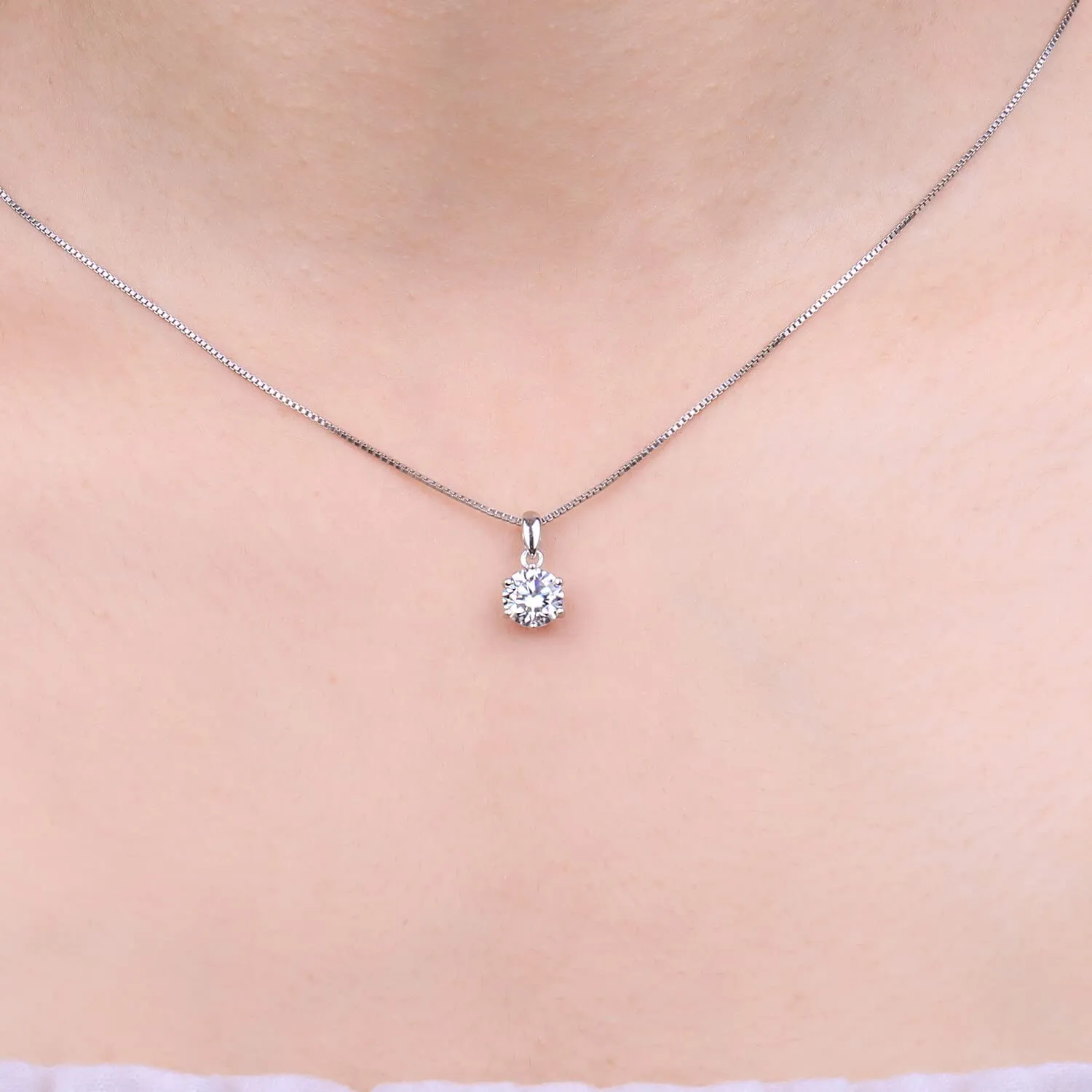 JewelryPalace 1ct Collana Solitario Donna Argento 925 con Cubica Zirconia, Collana Ciondolo Pietra a Taglio Rotondo con Catena Veneziana 45cm, Collane Pendenti in Argento Set Gioielli Donna - immagine 4
