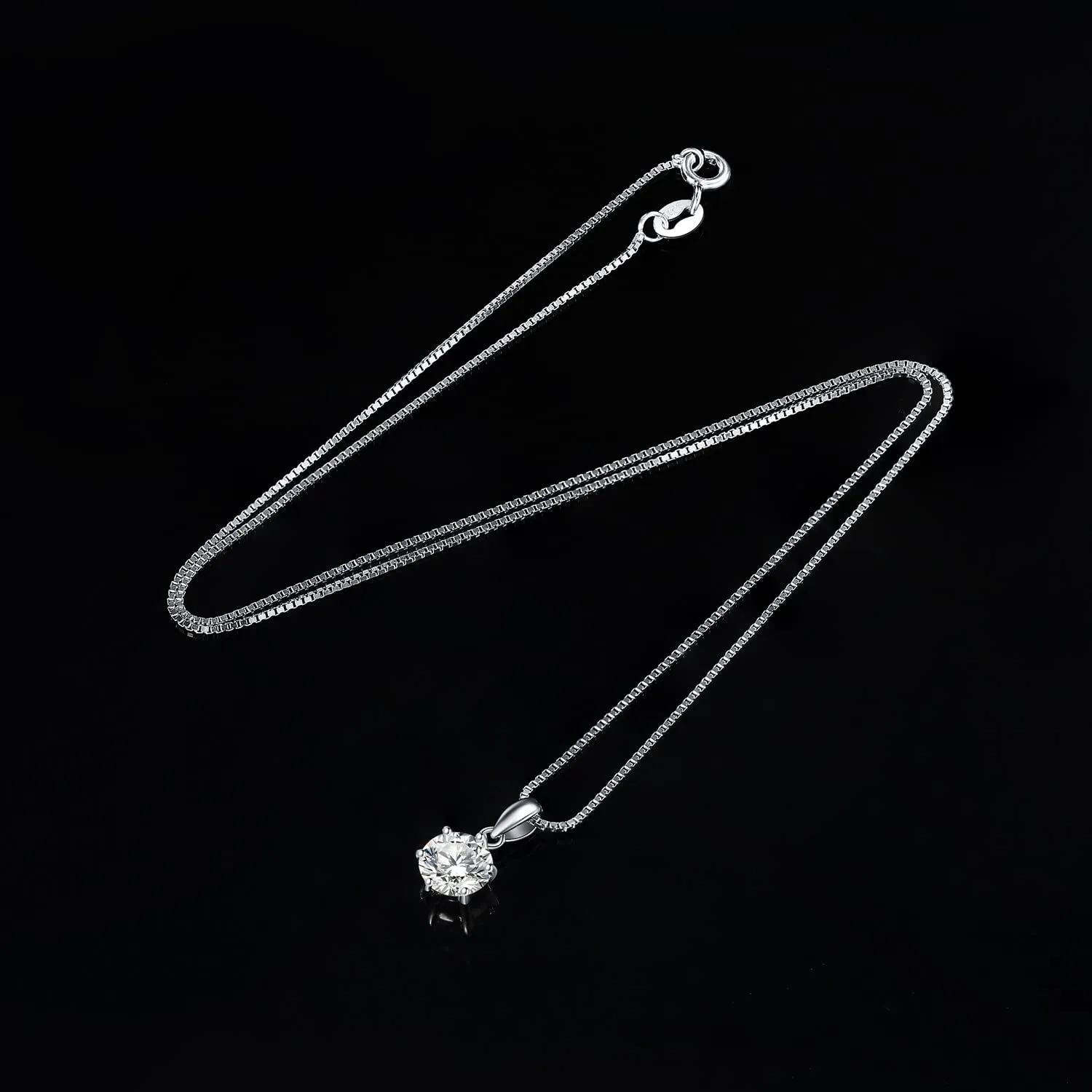 JewelryPalace 1ct Collana Solitario Donna Argento 925 con Cubica Zirconia, Collana Ciondolo Pietra a Taglio Rotondo con Catena Veneziana 45cm, Collane Pendenti in Argento Set Gioielli Donna - immagine 5