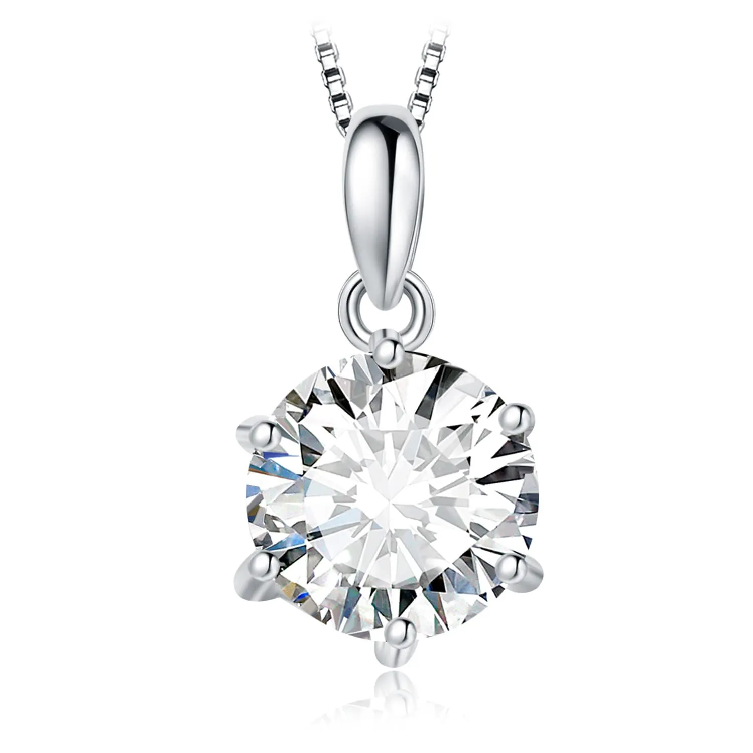 JewelryPalace 2ct Collana Solitario Donna Argento 925 con Cubica Zirconia, Collana Ciondolo Pietra a Taglio Rotondo con Catena Veneziana 45cm, Collane Pendenti in Argento Set Gioielli Donna - immagine 1