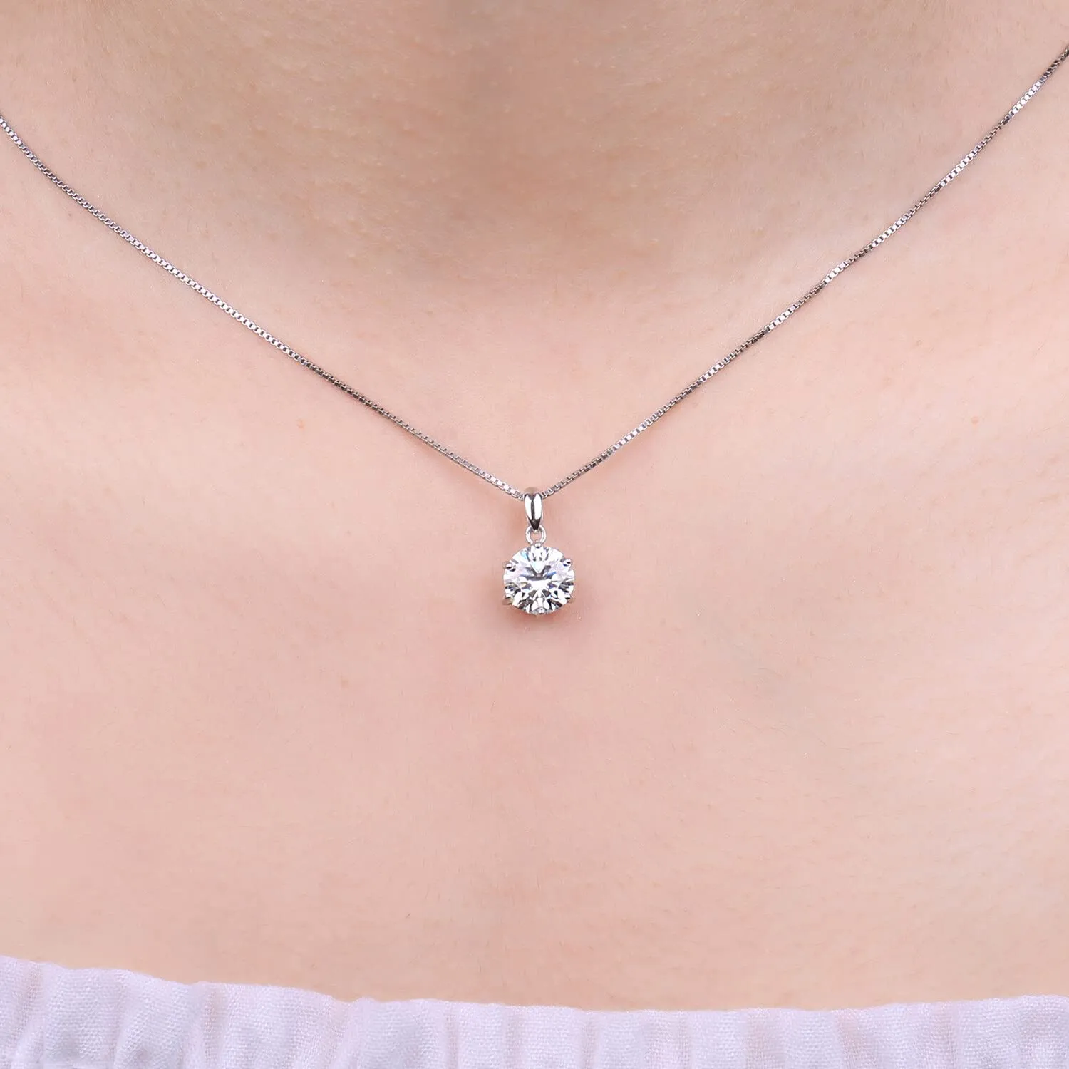 JewelryPalace 2ct Collana Solitario Donna Argento 925 con Cubica Zirconia, Collana Ciondolo Pietra a Taglio Rotondo con Catena Veneziana 45cm, Collane Pendenti in Argento Set Gioielli Donna - immagine 4
