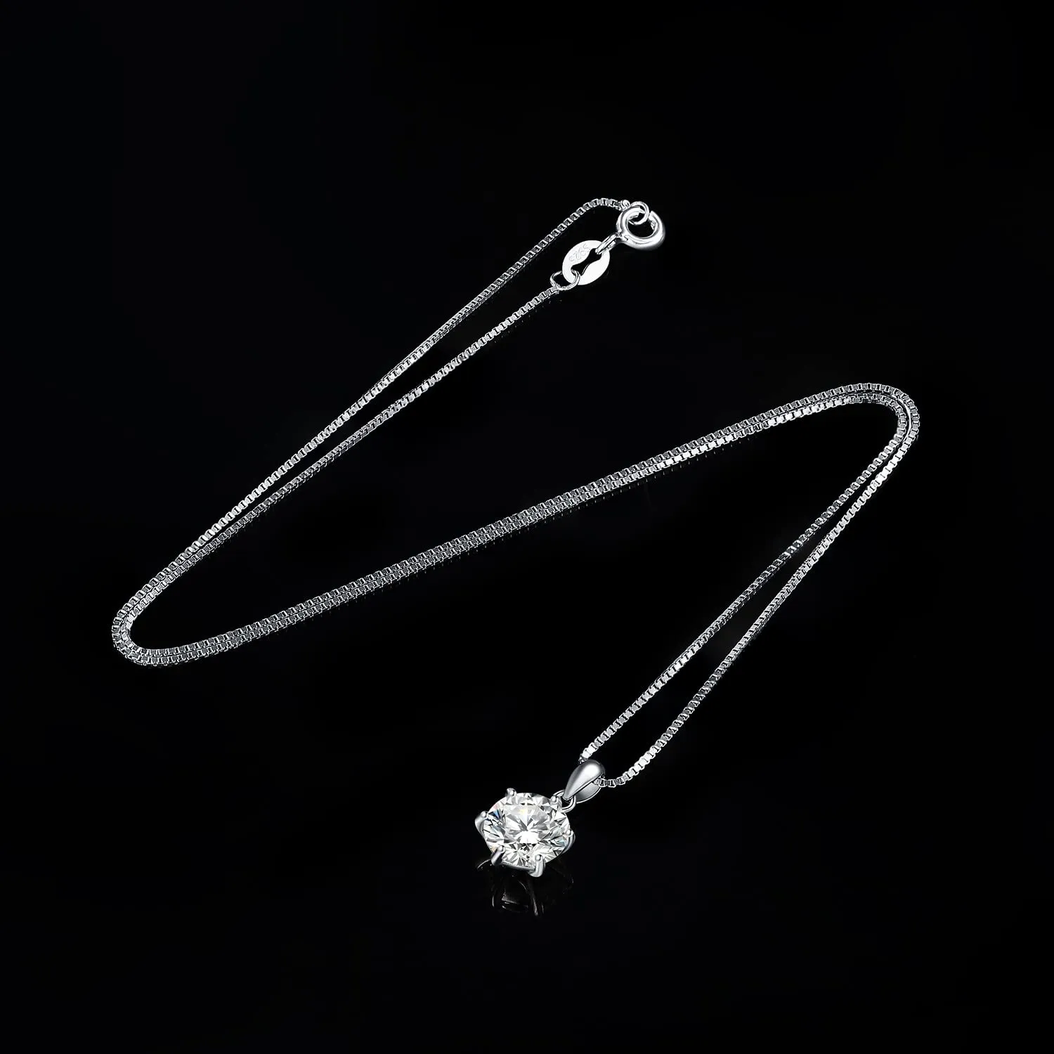 JewelryPalace 2ct Collana Solitario Donna Argento 925 con Cubica Zirconia, Collana Ciondolo Pietra a Taglio Rotondo con Catena Veneziana 45cm, Collane Pendenti in Argento Set Gioielli Donna - immagine 5