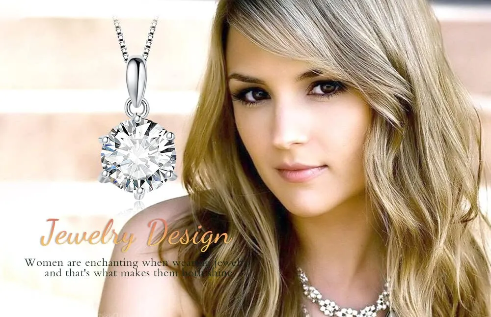JewelryPalace 2ct Collana Solitario Donna Argento 925 con Cubica Zirconia, Collana Ciondolo Pietra a Taglio Rotondo con Catena Veneziana 45cm, Collane Pendenti in Argento Set Gioielli Donna - immagine 6