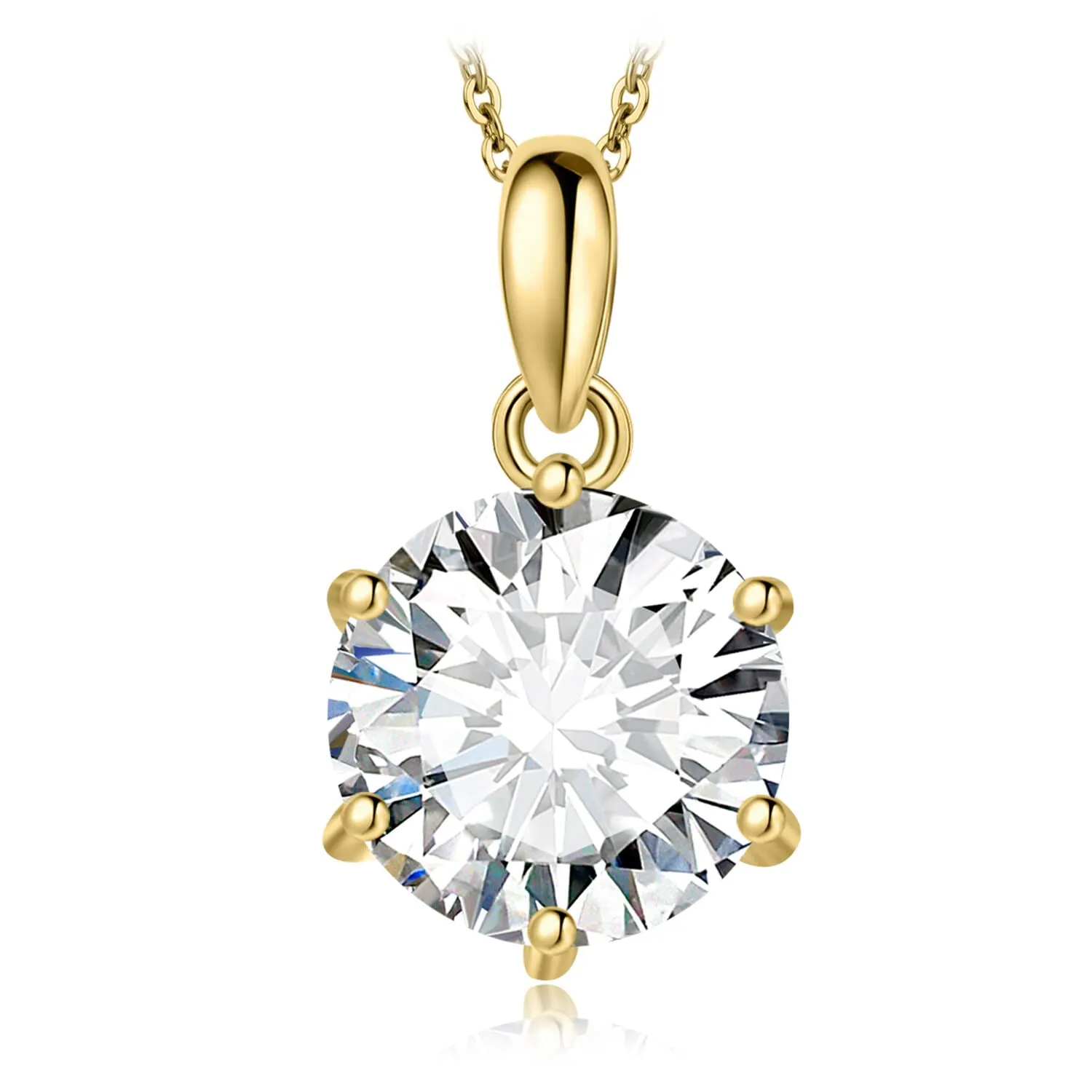 JewelryPalace 3ct Collana Solitario Donna Argento 925 con Cubica Zirconia, Collana Dorata Ciondolo Pietra a Taglio Rotondo con Catena Maglia 45cm, Collane Pendenti in Oro Set Gioielli Donna - immagine 1
