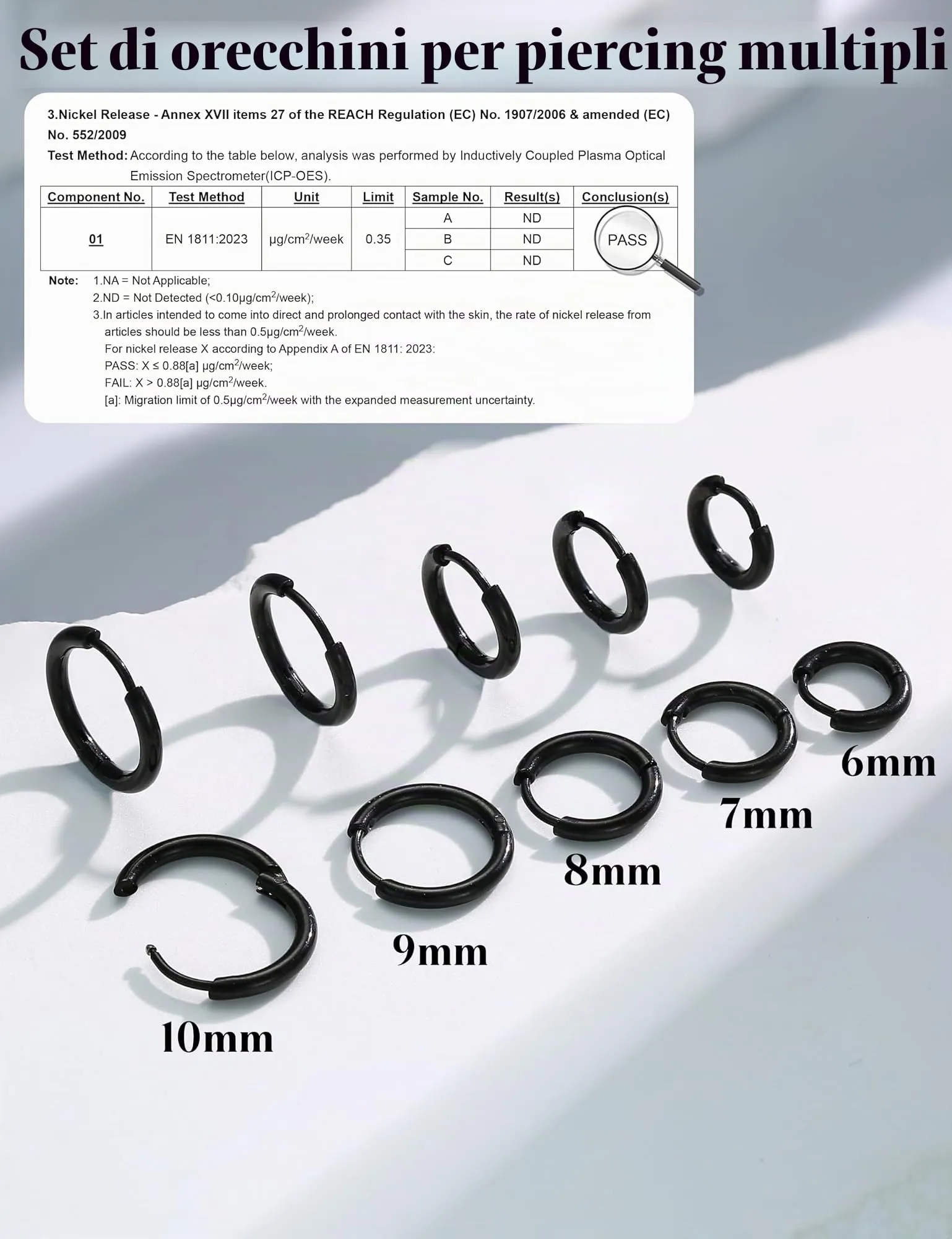KRFY Piccoli Orecchini Cerchio per Donna Uomo Set acciaio inossidabile Cartilagine Huggie Orecchini 6/7/8/9/10MM Daith Helix Piercing Anello Gioielli Orecchini Dormienti a Cerniera Cerchi Color argento-b - immagine 6