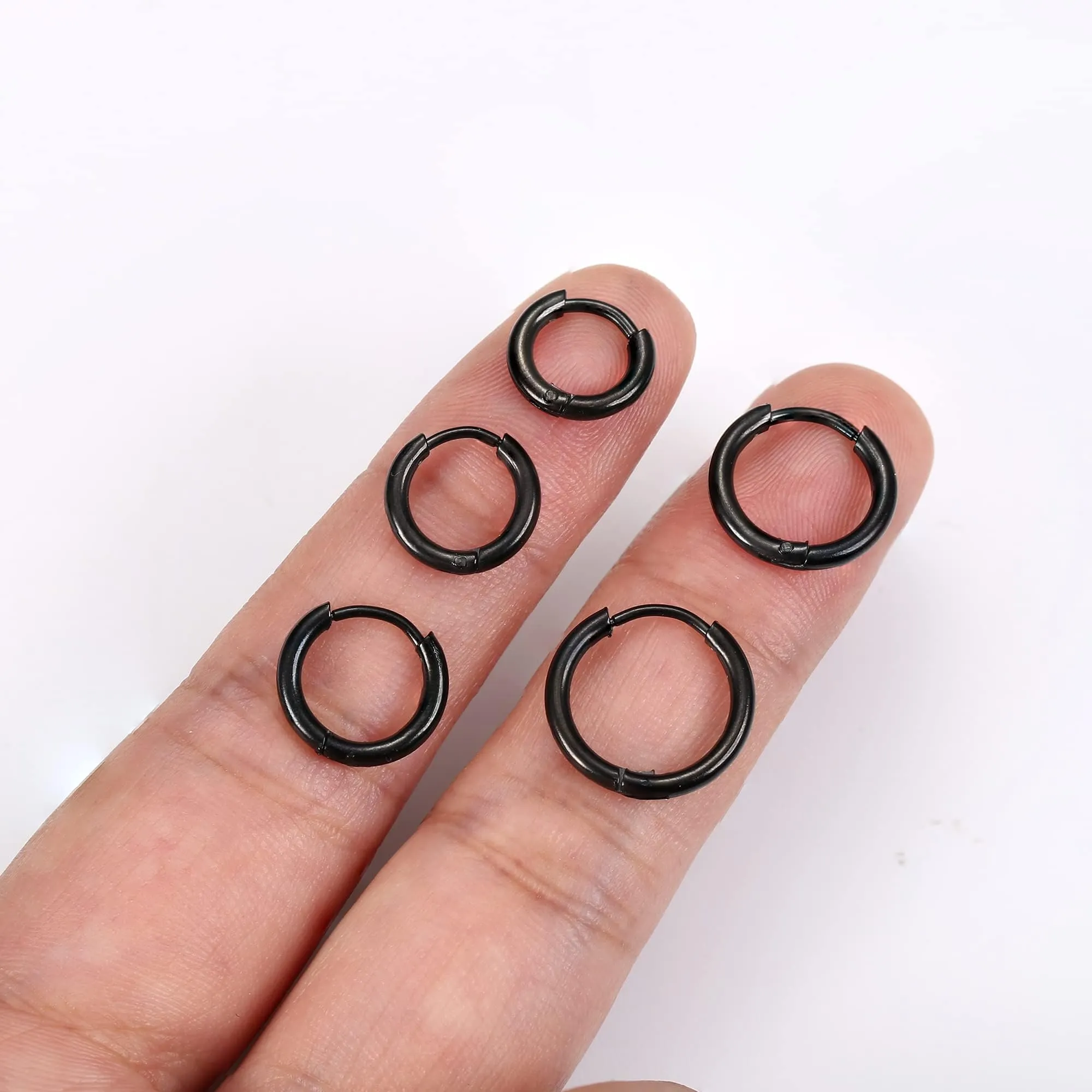 KRFY Piccoli Orecchini Cerchio per Donna Uomo Set acciaio inossidabile Cartilagine Huggie Orecchini 6/7/8/9/10MM Daith Helix Piercing Anello Gioielli Orecchini Dormienti a Cerniera Cerchi Color argento-b - immagine 9