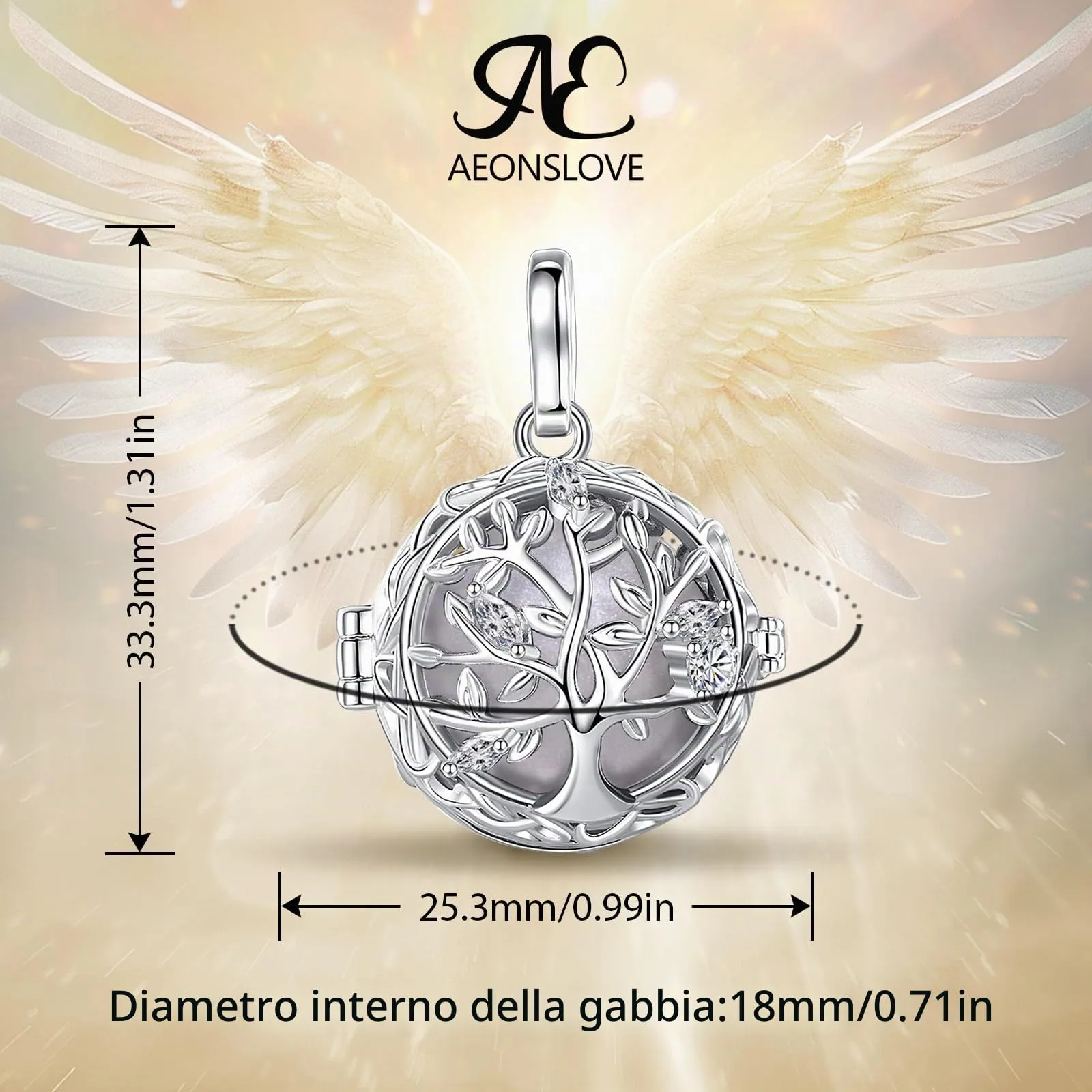 AEONSLOVE Collana Chiama Angeli Gravidanza Richiamo degli Angeli Gravidanza Ciondolo Mamma Incinta Bola Messicana Albero della Vita per Futura Neo Mamma Maternita (perla) - immagine 7