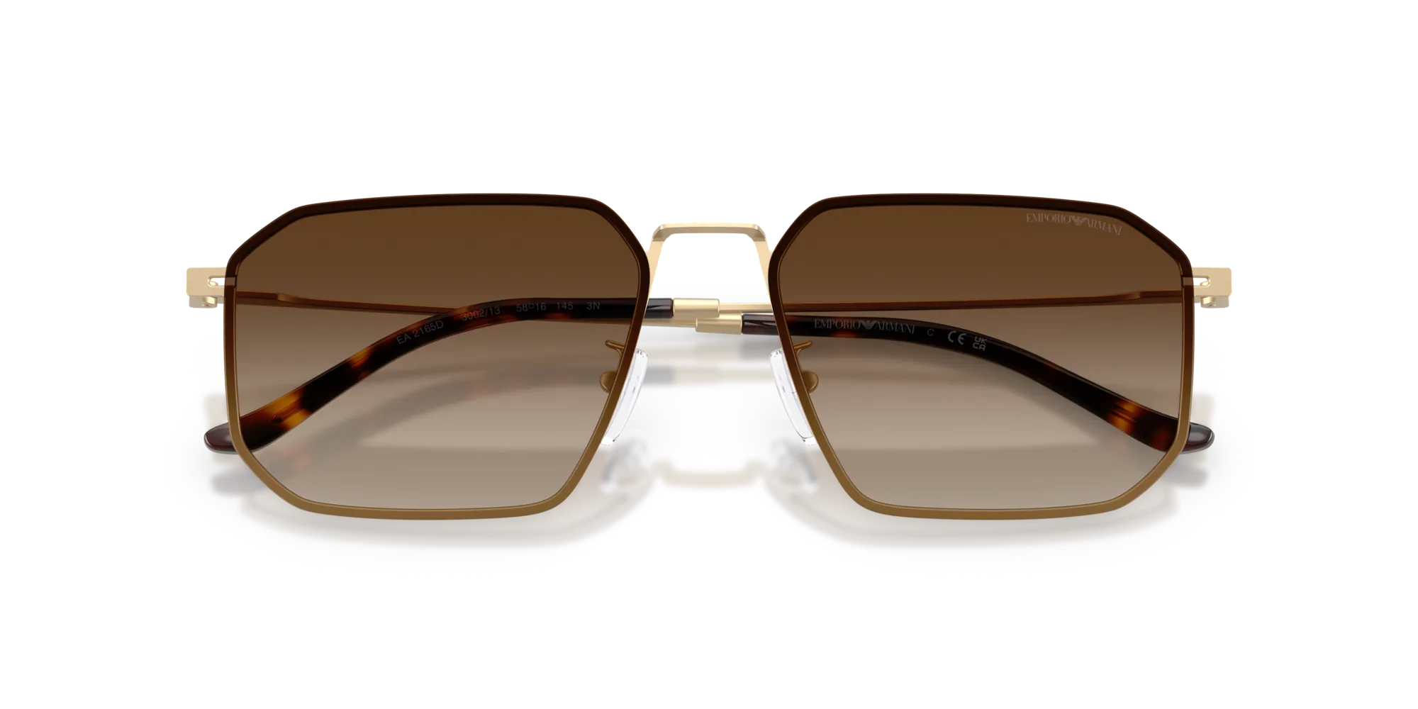 Emporio Armani EA2165D 300213 Occhiali da sole Metallo Oro Marrone Geometrica Normale Sfumato - immagine 2