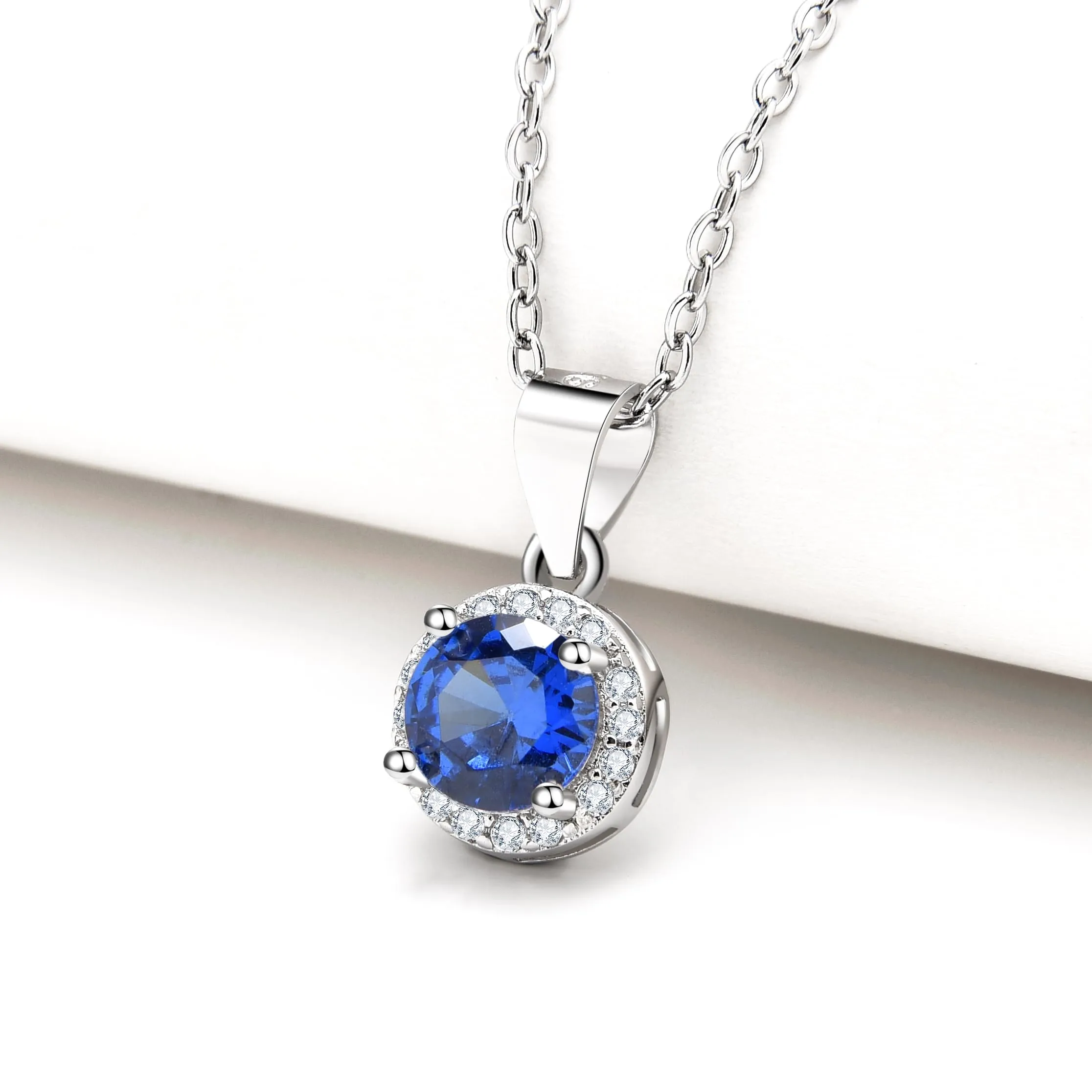 Dada Gioielli - Collana Rotondo 9mm Punto Luce Argento 925 Con Zirconi Brillanti Catenina 45+5cm (Blu Zaffiro) - immagine 5