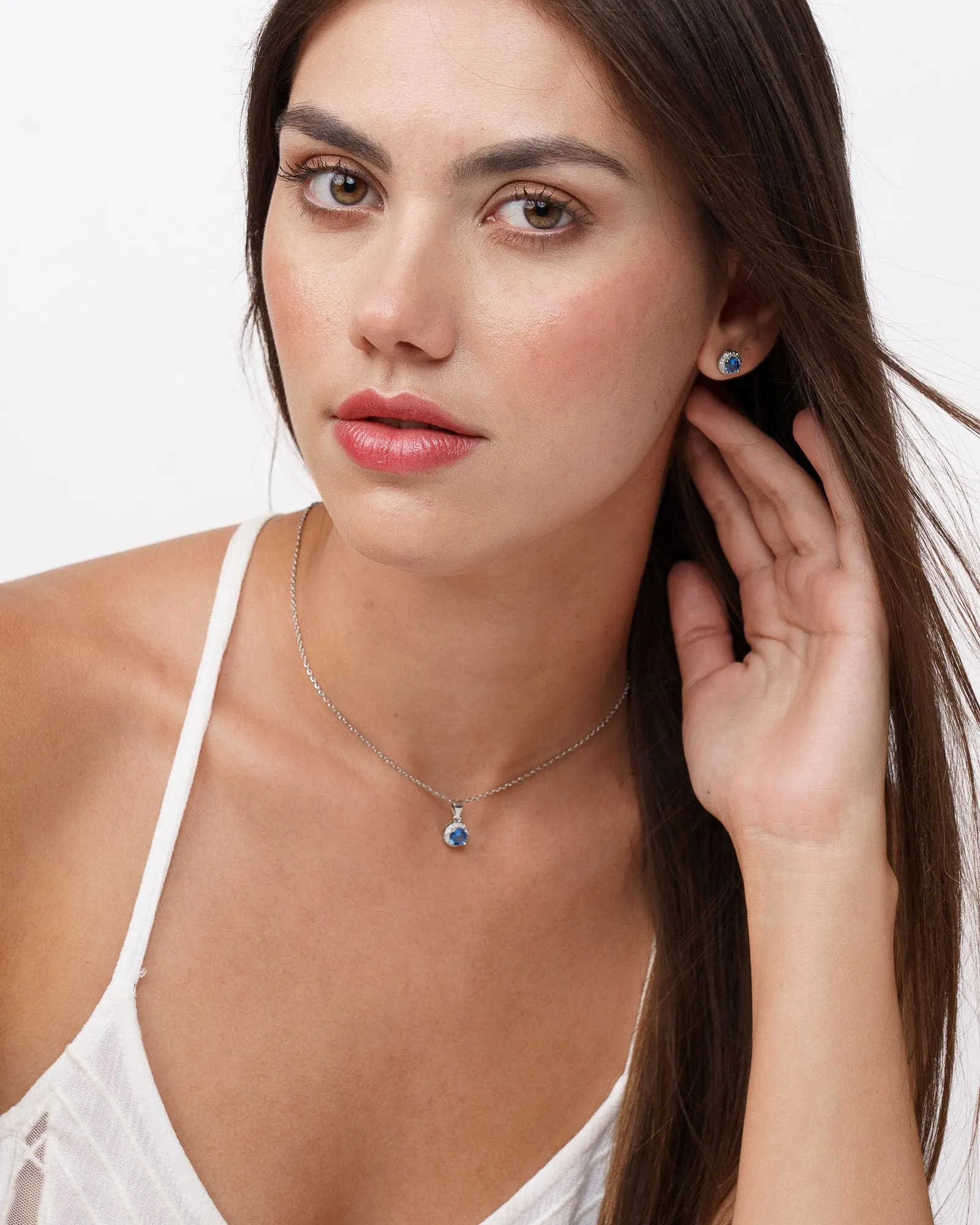 Dada Gioielli - Collana Rotondo 9mm Punto Luce Argento 925 Con Zirconi Brillanti Catenina 45+5cm (Blu Zaffiro) - immagine 9