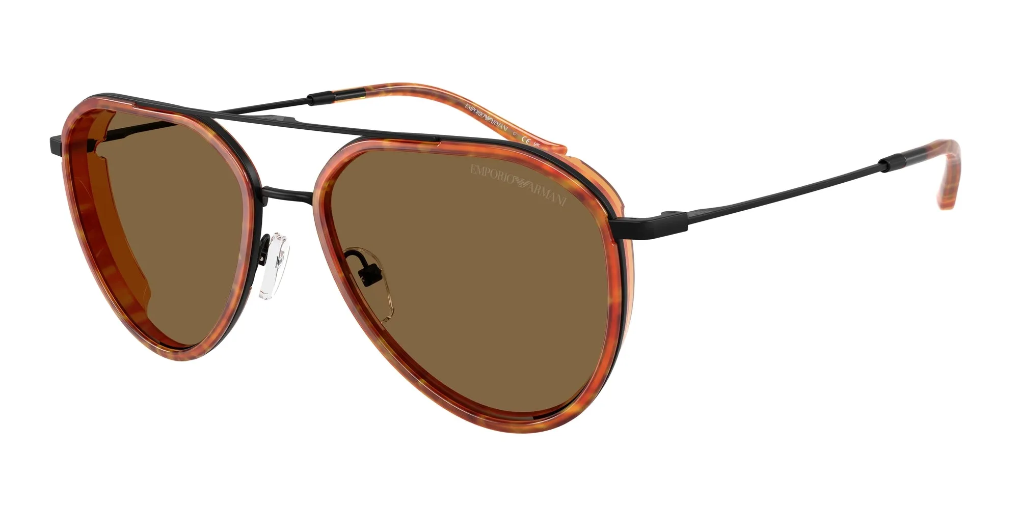 Emporio Armani EA2163 3001OR Occhiali da sole Metallo Nero Marrone Pilot Normale - immagine 1
