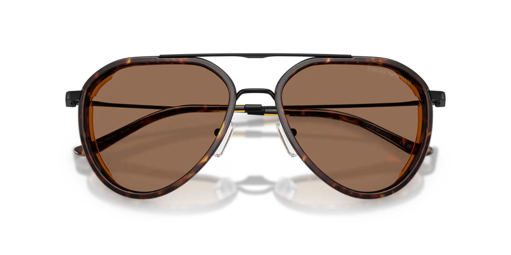 Emporio Armani EA2163 300173 Occhiali da sole Metallo Nero Marrone Pilot Normale - immagine 2