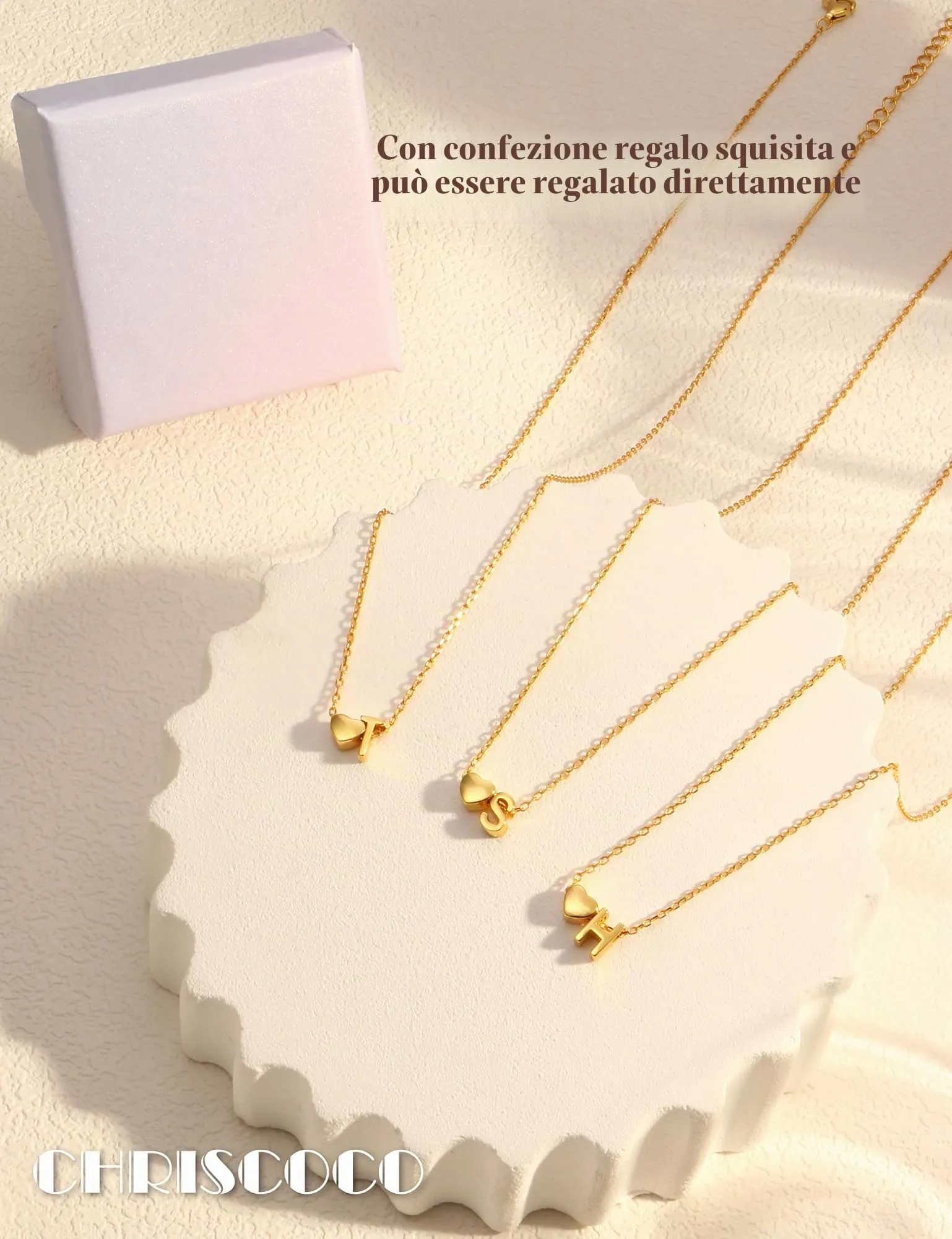 Chriscoco Collana Argento 925 Donna Ragazza Collana con Iniziale - immagine 6
