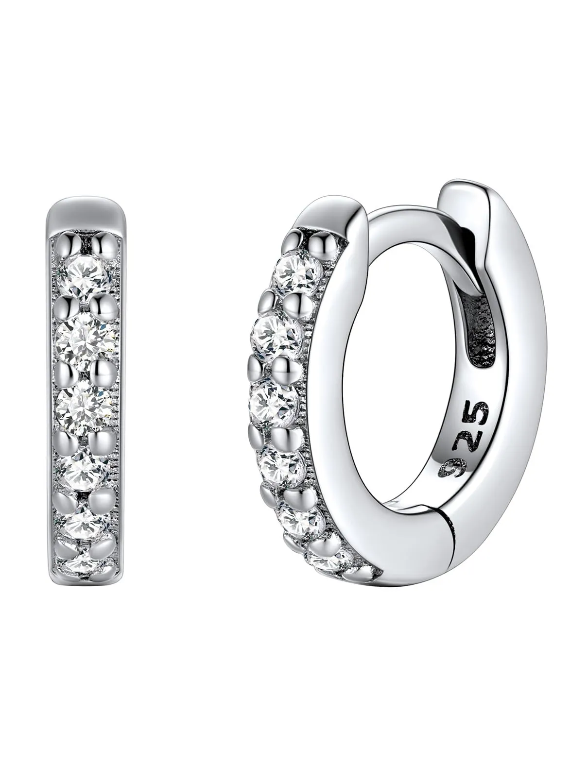 FaithHeart Strass Orecchini Argento S925 6mm Orecchini a Cerchio Oro con Strass Zirconi Orecchini Minimalisti - immagine 1