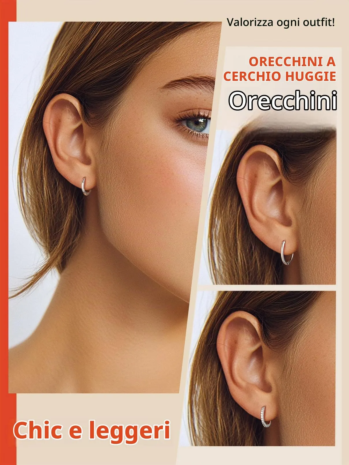 FaithHeart Strass Orecchini Argento S925 6mm Orecchini a Cerchio Oro con Strass Zirconi Orecchini Minimalisti - immagine 2