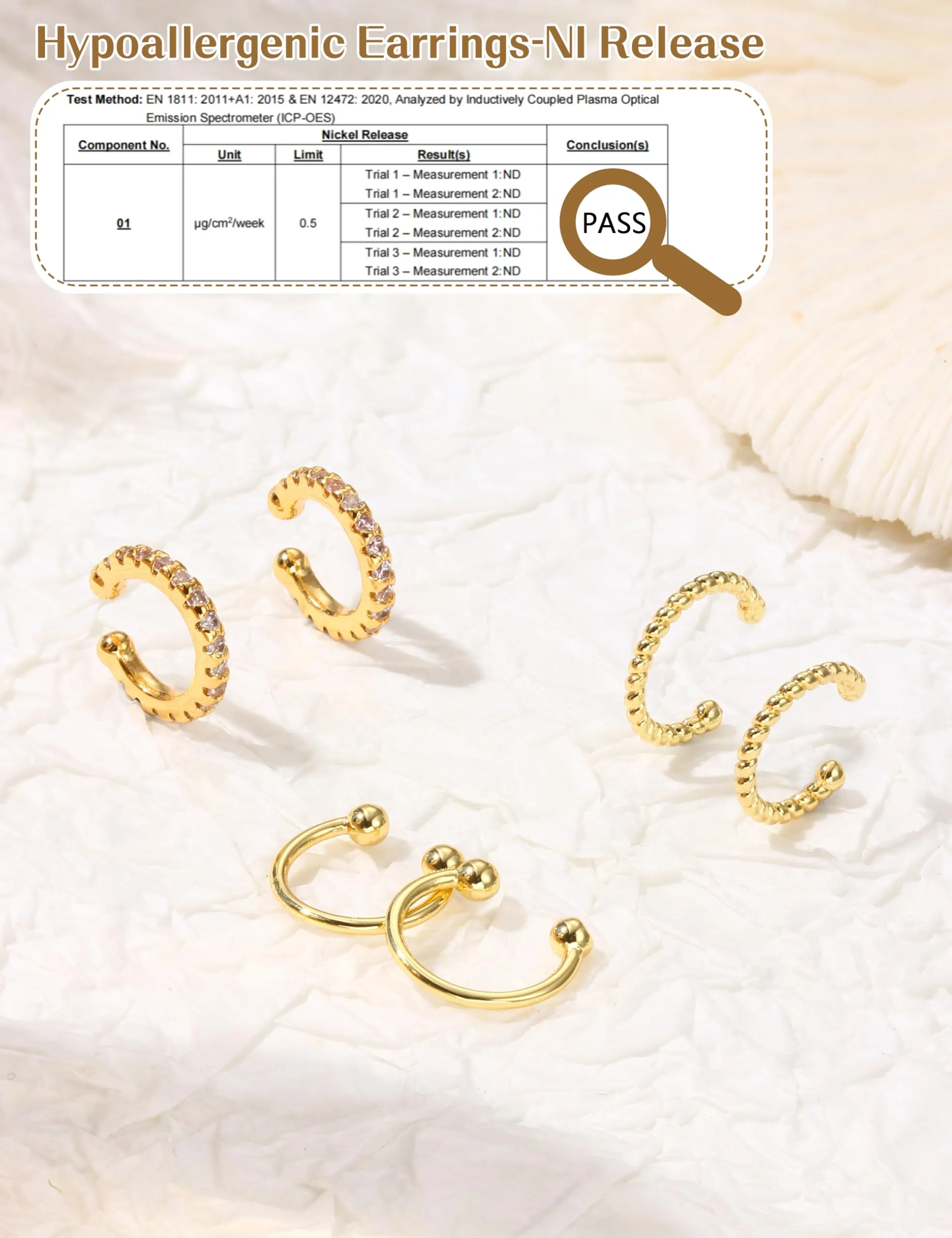 Chriscoco Ear Cuff Orecchini Donna Orecchini Senza Buco Earcuff Dorati - immagine 6