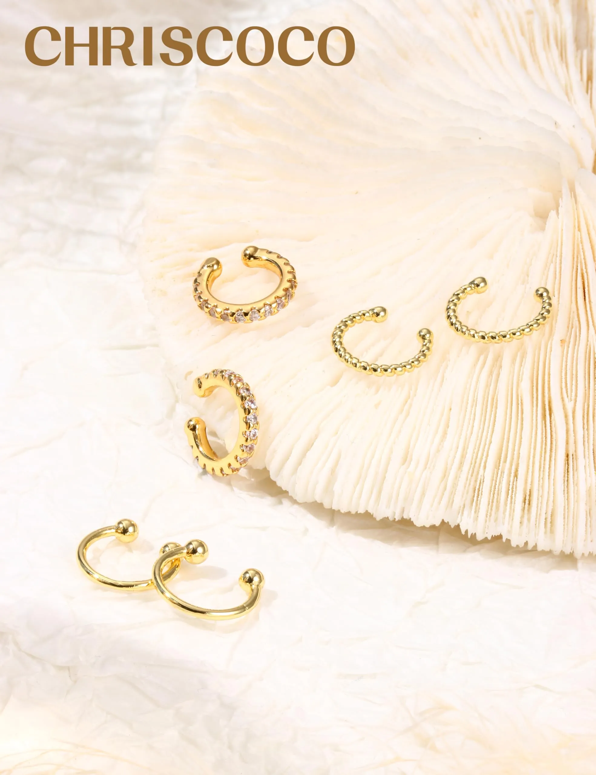 Chriscoco Ear Cuff Orecchini Donna Orecchini Senza Buco Earcuff Dorati - immagine 7