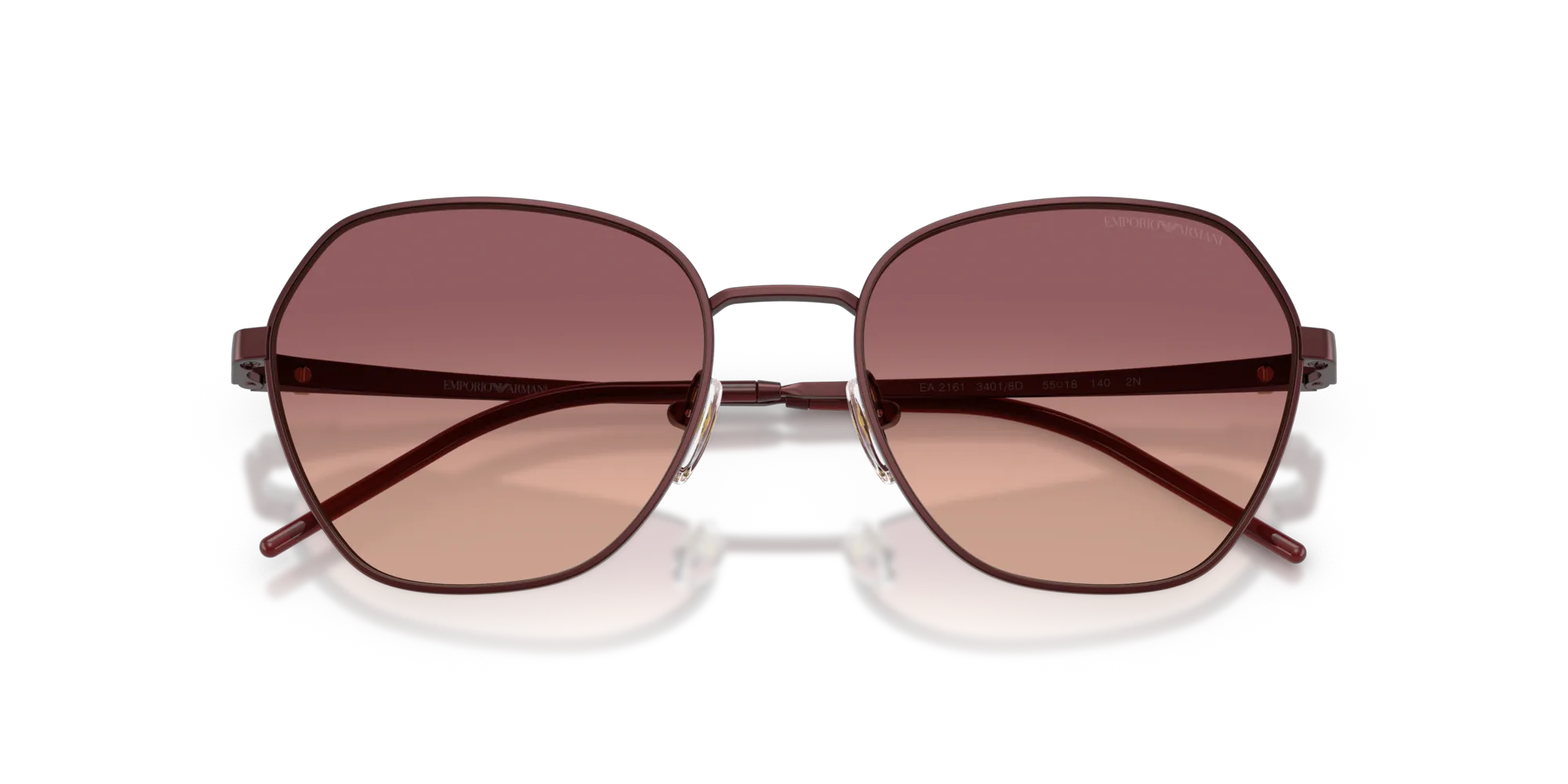Emporio Armani EA2161 34018D Occhiali da sole Metallo Rosso Rosa Geometrica Normale Sfumato - immagine 2