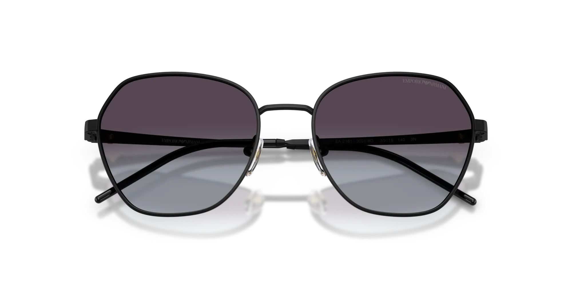 Emporio Armani EA2161 30018G Occhiali da sole Metallo Nero Grigio Geometrica Normale Sfumato - immagine 2