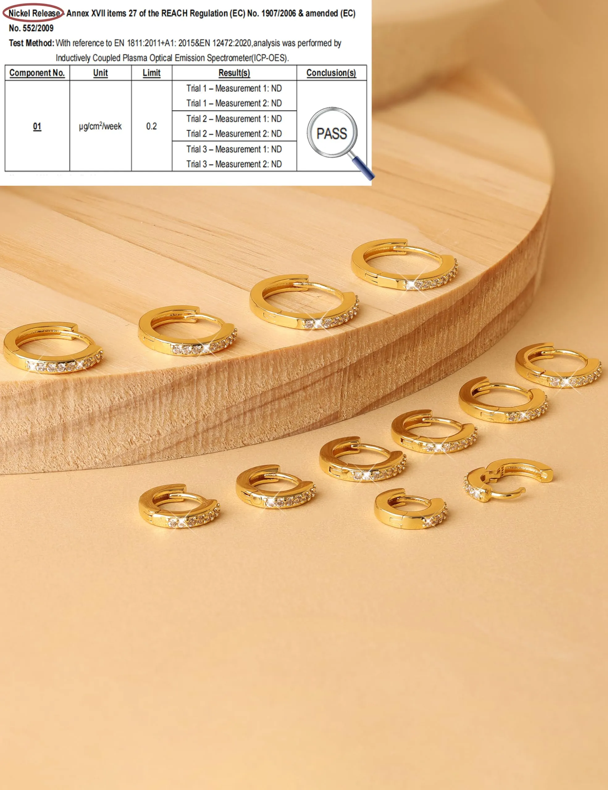 FANCH 6Paia Orecchini Cerchio Argento 925 per Donna Uomo Set Orecchini Cerchio Piccoli 14K Placcato Oro Cubic Zirconia Ipoallergenico Cartilage Daith Helix Piercing Orecchino 6/7/8/9/10/12mm Oro - immagine 6