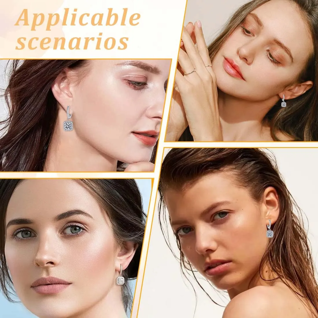 1 Paia Orecchini Pendenti in Moissanite per Donna, Orecchini Donna Argento 925, Diamante in Moissanite da 1 CT, Coltivato in Laboratorio, in Argento, Regalo di Gioielli - immagine 6
