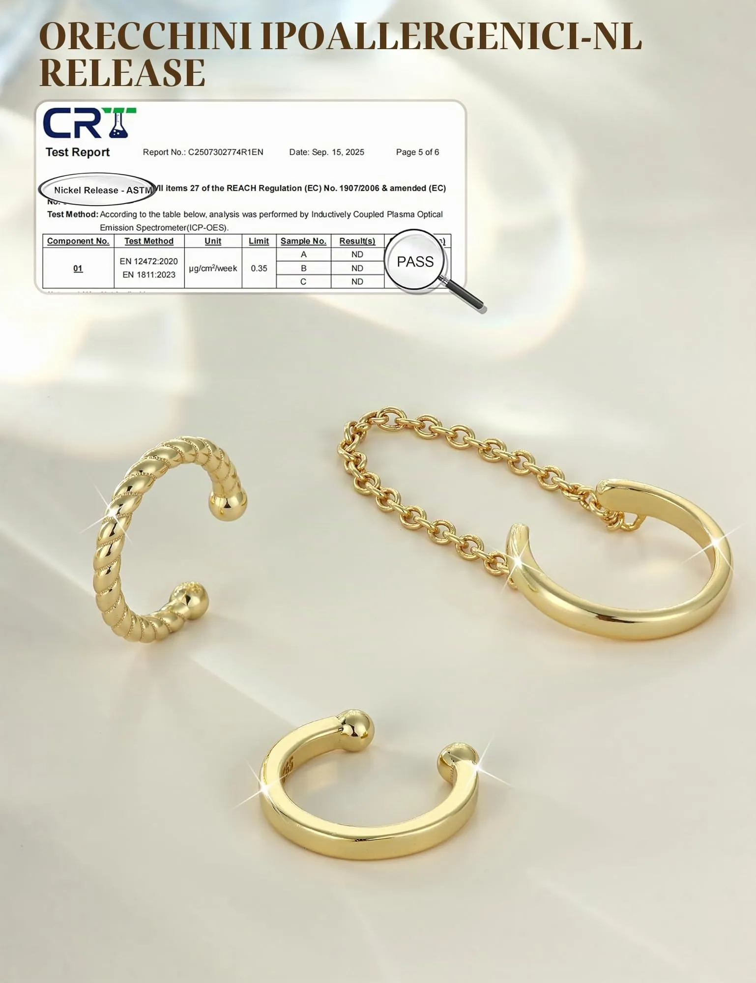 Chriscoco 3Pcs Ear Cuff Argento 925 Orecchini Senza Buco Donna Regolabile - immagine 7