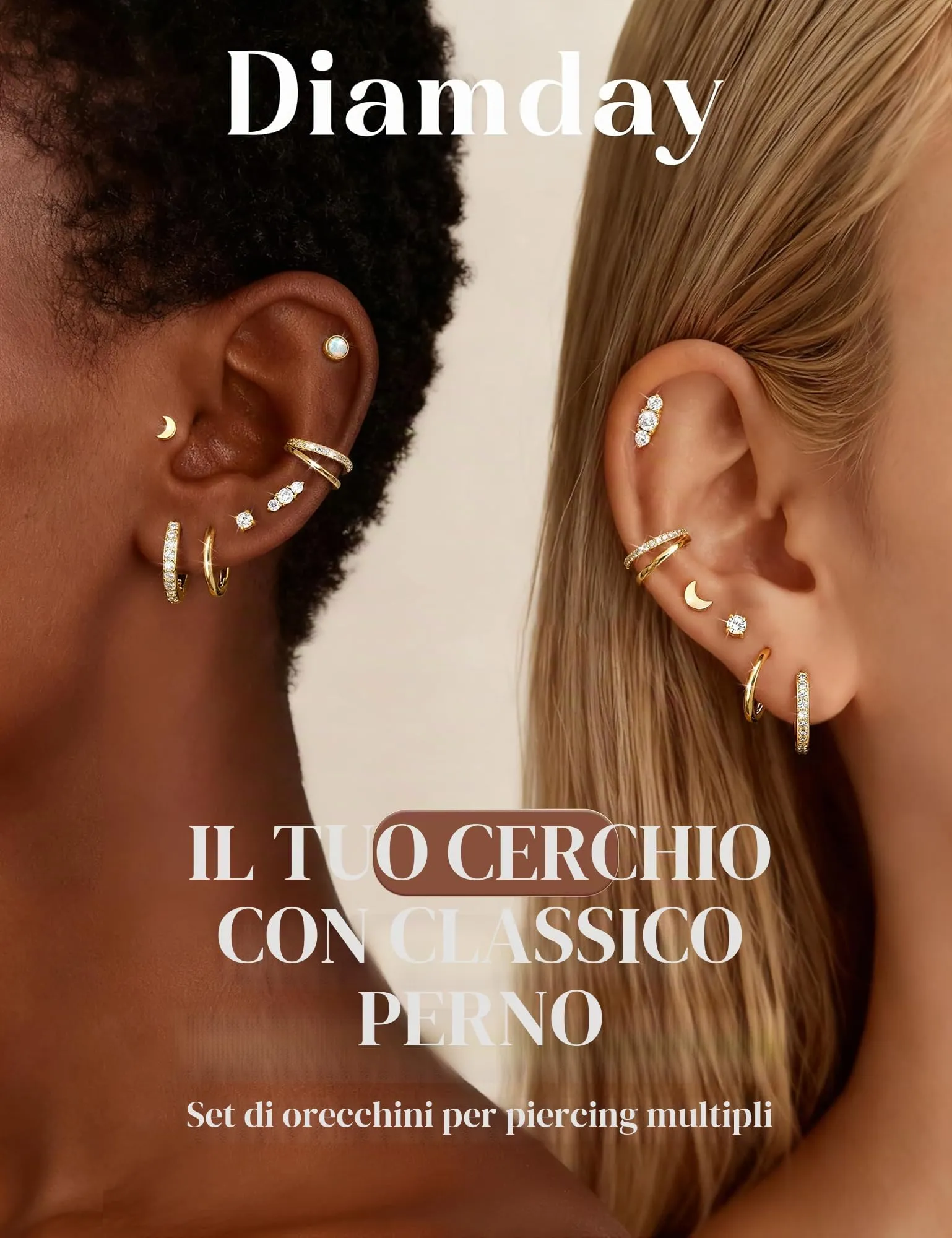 Diamday 5/7 Paia Orecchini Donna Placcato 14K Set Orecchini - immagine 2