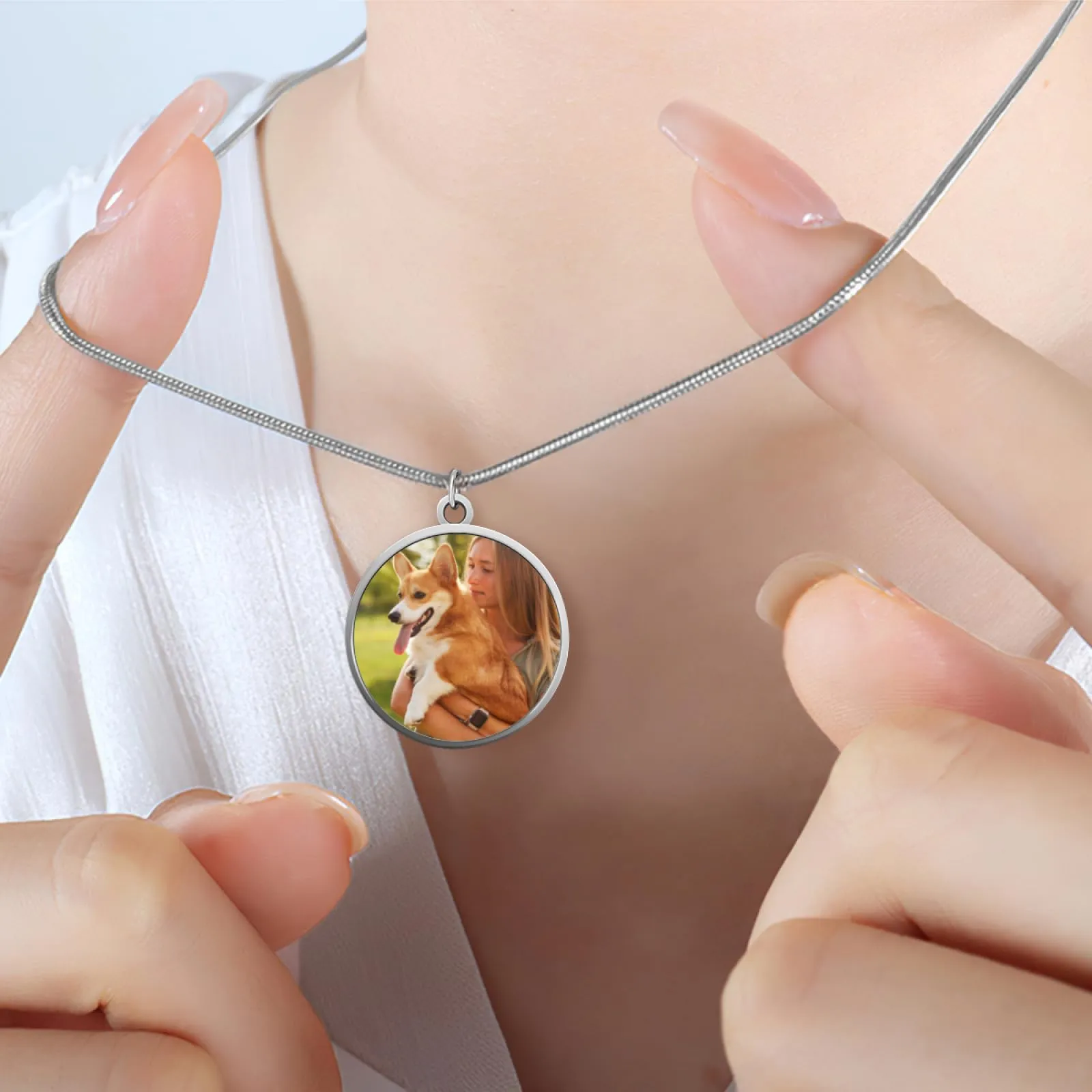 Regali personalizzati - Ciondolo personalizzato Collana personalizzata con foto acciaio inossidabile collana nome personalizzabile gioielli per Donna amica compleanno anniversario e Natale - immagine 4