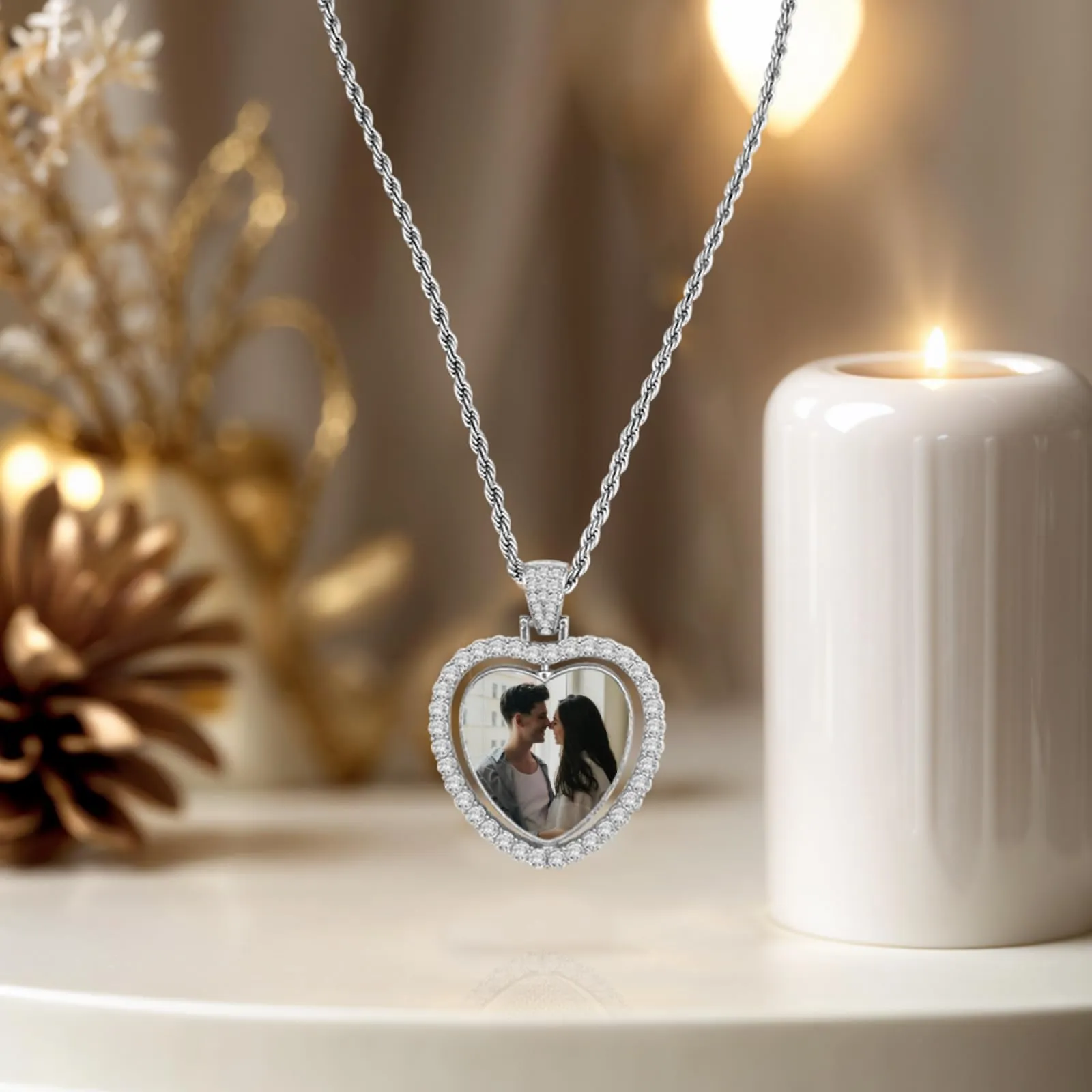 Regali personalizzati - Ciondolo personalizzato Collana personalizzata con foto acciaio inossidabile collana nome personalizzabile gioielli per Donna amica compleanno anniversario e Natale - immagine 5