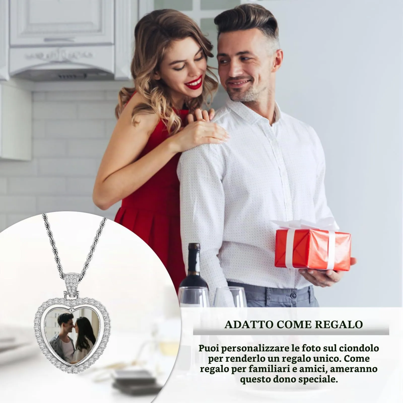 Regali personalizzati - Ciondolo personalizzato Collana personalizzata con foto acciaio inossidabile collana nome personalizzabile gioielli per Donna amica compleanno anniversario e Natale - immagine 8