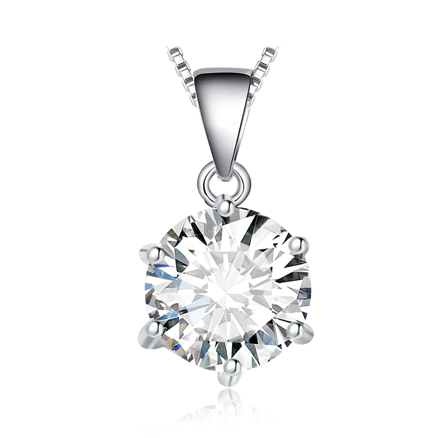 JewelryPalace 2ct Collana Solitario Donna placcato oro bianco 14K con Cubica Zirconia, Collana Ciondolo Pietra a Taglio Rotondo con Catena Veneziana 45cm, Collane Pendenti in ottone Set Gioielli Donna - immagine 1