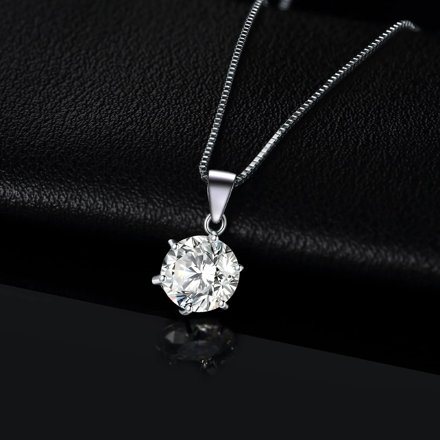 JewelryPalace 2ct Collana Solitario Donna placcato oro bianco 14K con Cubica Zirconia, Collana Ciondolo Pietra a Taglio Rotondo con Catena Veneziana 45cm, Collane Pendenti in ottone Set Gioielli Donna - immagine 3