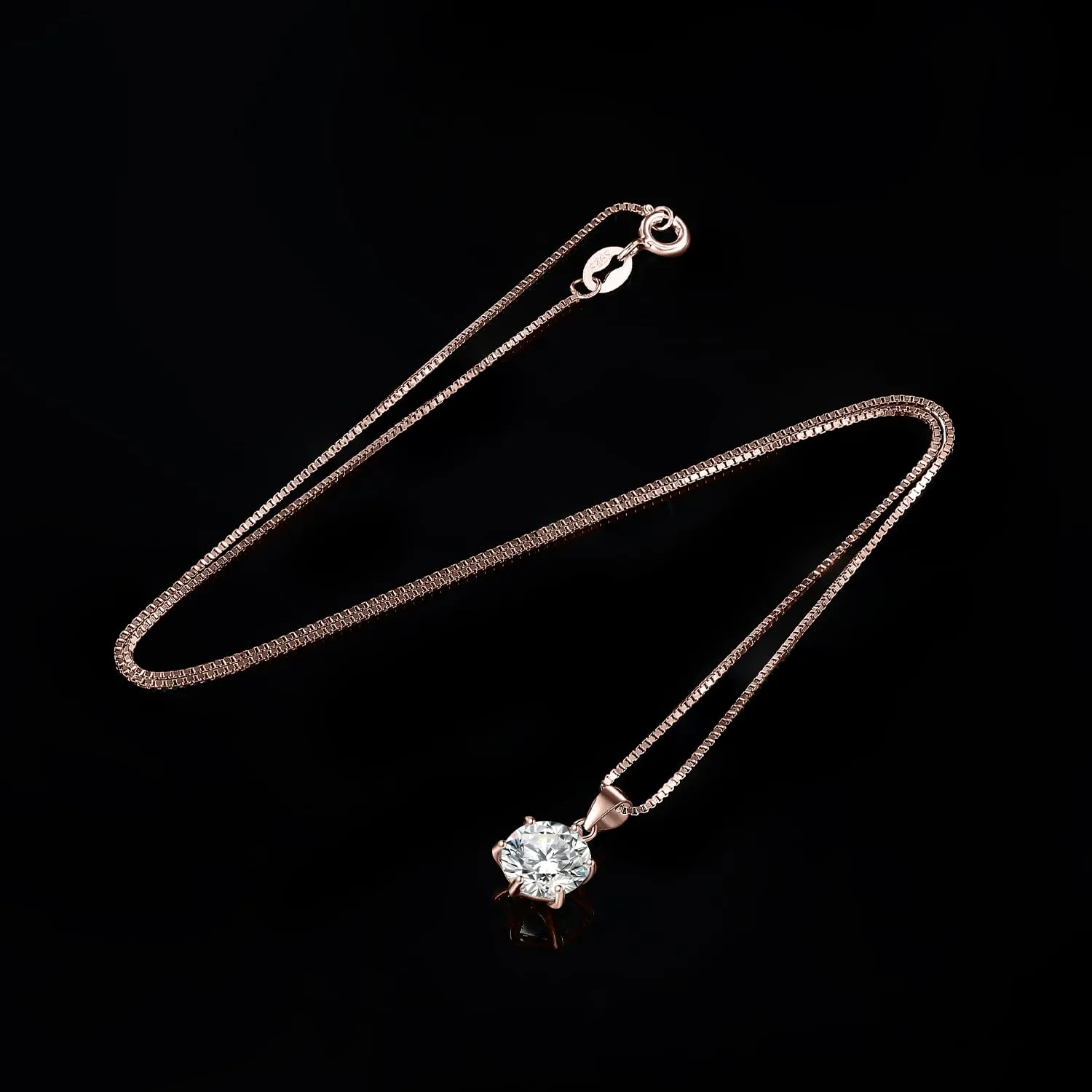 JewelryPalace 2ct Collana Solitario Donna placcato oro rosso 14K con Cubica Zirconia, Collana Ciondolo Pietra a Taglio Rotondo con Catena Maglia 45cm, Collane Pendenti in Oro Rosa Set Gioielli Donna - immagine 5