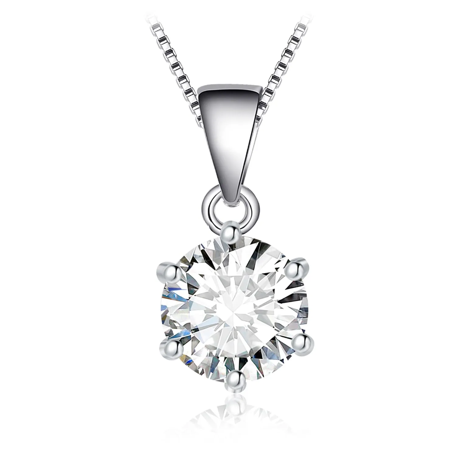 JewelryPalace 1ct Collana Solitario Donna placcato oro bianco 14K con Cubica Zirconia, Collana Ciondolo Pietra a Taglio Rotondo con Catena Veneziana 45cm, Collane Pendenti in ottone Set Gioielli Donna - immagine 1