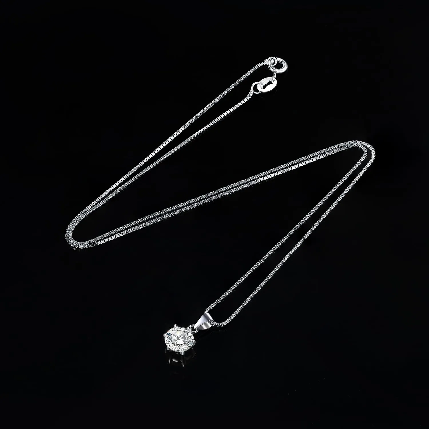 JewelryPalace 1ct Collana Solitario Donna placcato oro bianco 14K con Cubica Zirconia, Collana Ciondolo Pietra a Taglio Rotondo con Catena Veneziana 45cm, Collane Pendenti in ottone Set Gioielli Donna - immagine 5