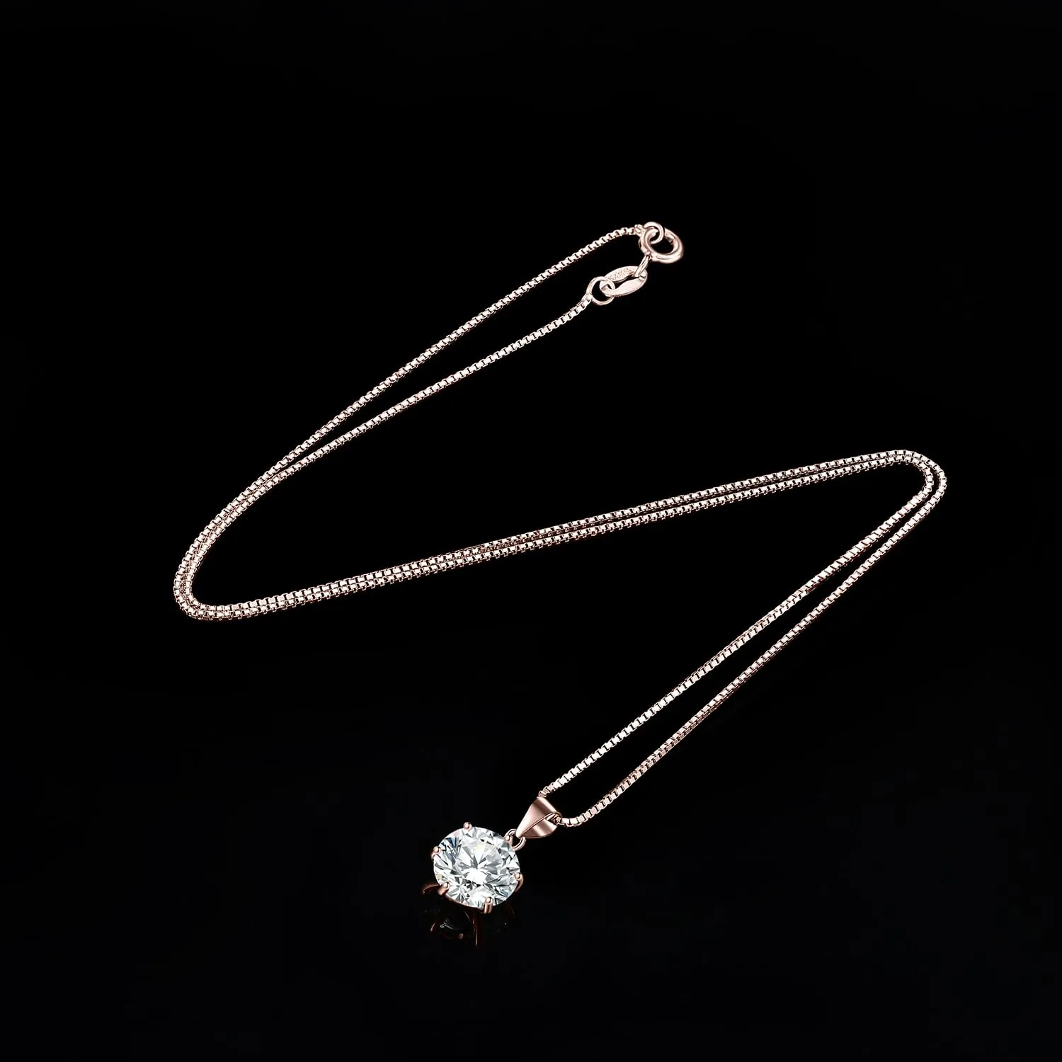 JewelryPalace 3ct Collana Solitario Donna placcato oro rosa 14K con Cubica Zirconia, Collana Ciondolo Pietra a Taglio Rotondo con Catena Maglia 45cm, Collane Pendenti in Oro Rosa Set Gioielli Donna - immagine 5