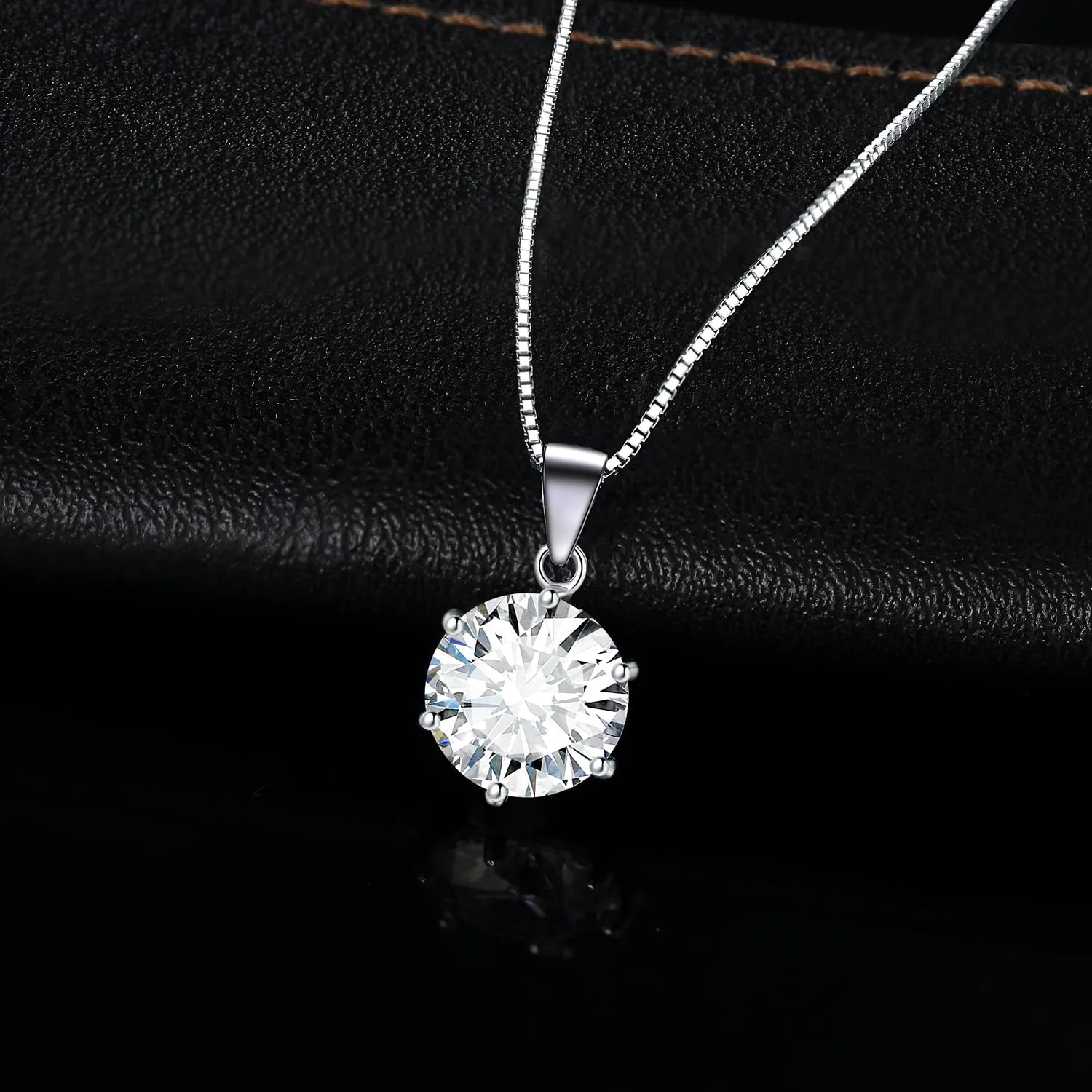 JewelryPalace 3ct Collana Solitario Donna placcato oro bianco 14K con Cubica Zirconia, Collana Ciondolo Pietra a Taglio Rotondo con Catena Veneziana 45cm, Collane Pendenti Set Gioielli Donna - immagine 3