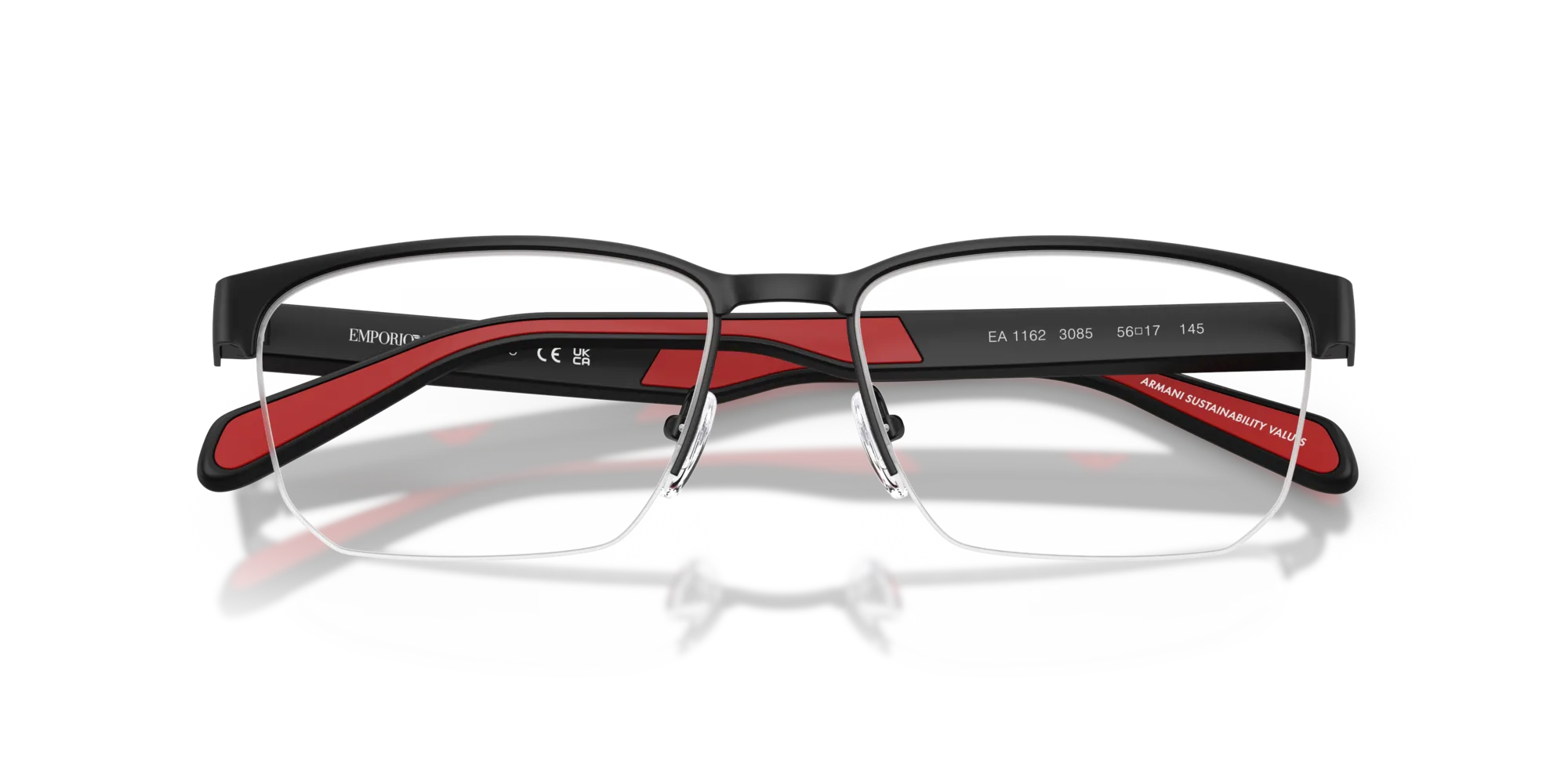 Emporio Armani EA1162 3085 Montature da vista Metallo Nero Geometrica Normale - immagine 2