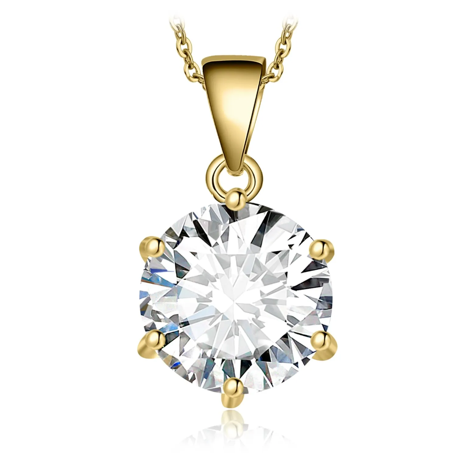 JewelryPalace 3ct Collana Solitario Donna placcato oro giallo 14K con Cubica Zirconia, Collana Ciondolo Pietra a Taglio Rotondo con Catena Maglia 45cm, Collane Pendenti in Oro Set Gioielli Donna - immagine 1