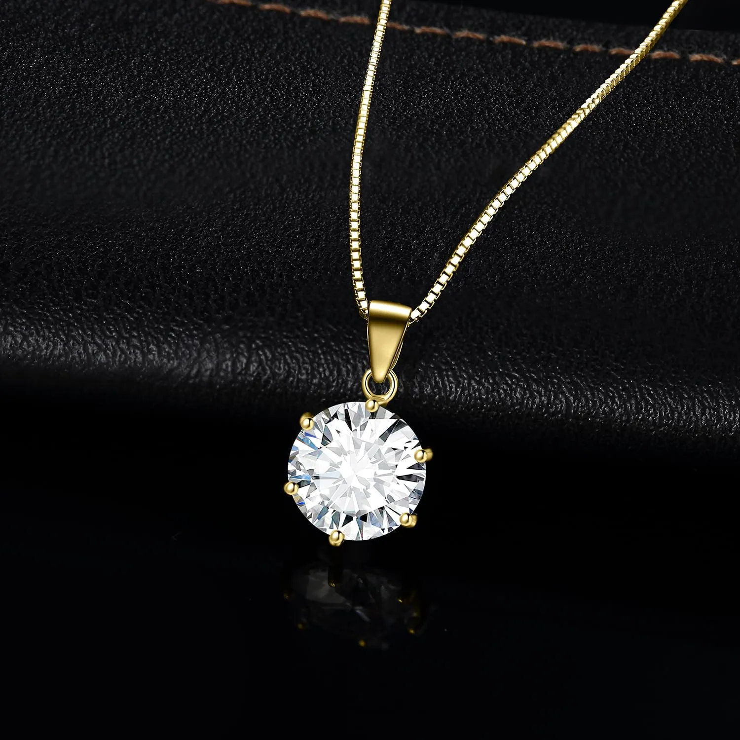 JewelryPalace 3ct Collana Solitario Donna placcato oro giallo 14K con Cubica Zirconia, Collana Ciondolo Pietra a Taglio Rotondo con Catena Maglia 45cm, Collane Pendenti in Oro Set Gioielli Donna - immagine 3