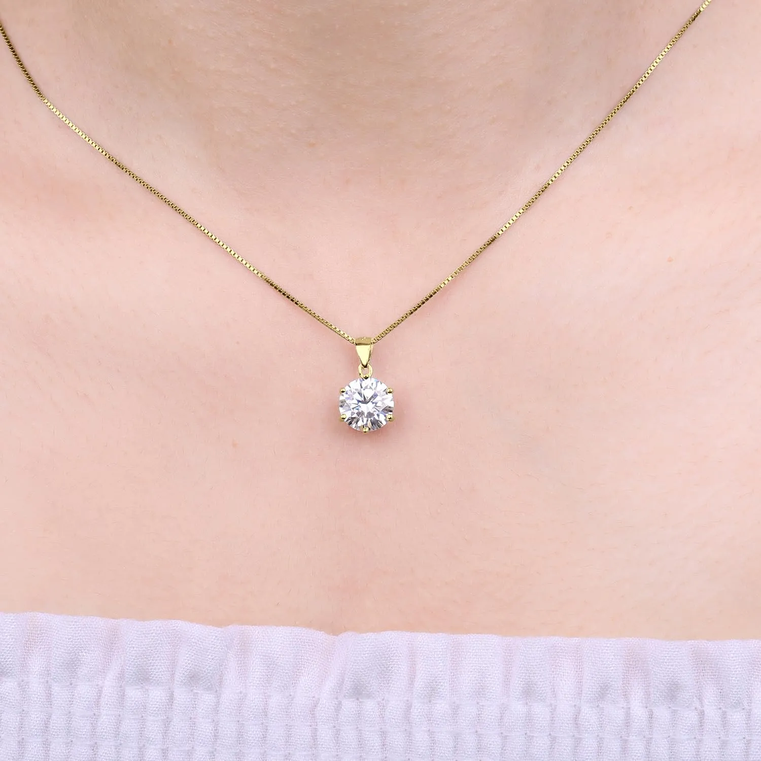 JewelryPalace 3ct Collana Solitario Donna placcato oro giallo 14K con Cubica Zirconia, Collana Ciondolo Pietra a Taglio Rotondo con Catena Maglia 45cm, Collane Pendenti in Oro Set Gioielli Donna - immagine 4