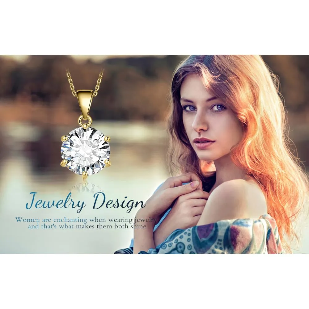 JewelryPalace 3ct Collana Solitario Donna placcato oro giallo 14K con Cubica Zirconia, Collana Ciondolo Pietra a Taglio Rotondo con Catena Maglia 45cm, Collane Pendenti in Oro Set Gioielli Donna - immagine 6