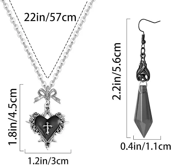 Collana Gotica e Orecchini Vampiro Donna Gioielli Halloween Carnevale - immagine 2