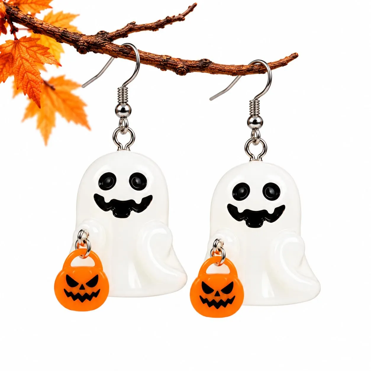 JOVYTH 1 Paio Orecchini Halloween Donna, Orecchini Fantasma Luminosi con Zucca Arancione, Glow in the Dark, Gioielli Halloween Donna, Accessori per Costume HalloweenN, Carnevale e Feste in Maschera - immagine 1