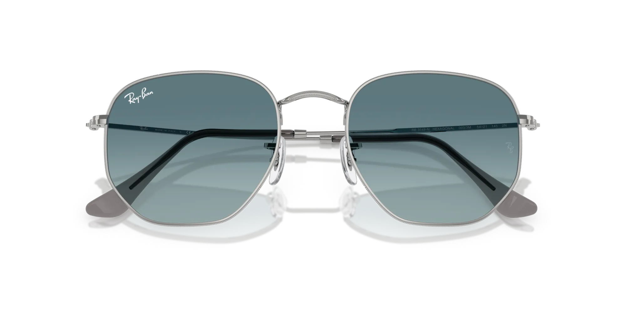 Ray - Ban RB3548N HEXAGONAL 003/3M Occhiali da sole Acciaio Argento Geometrica Normale Sfumato - immagine 2
