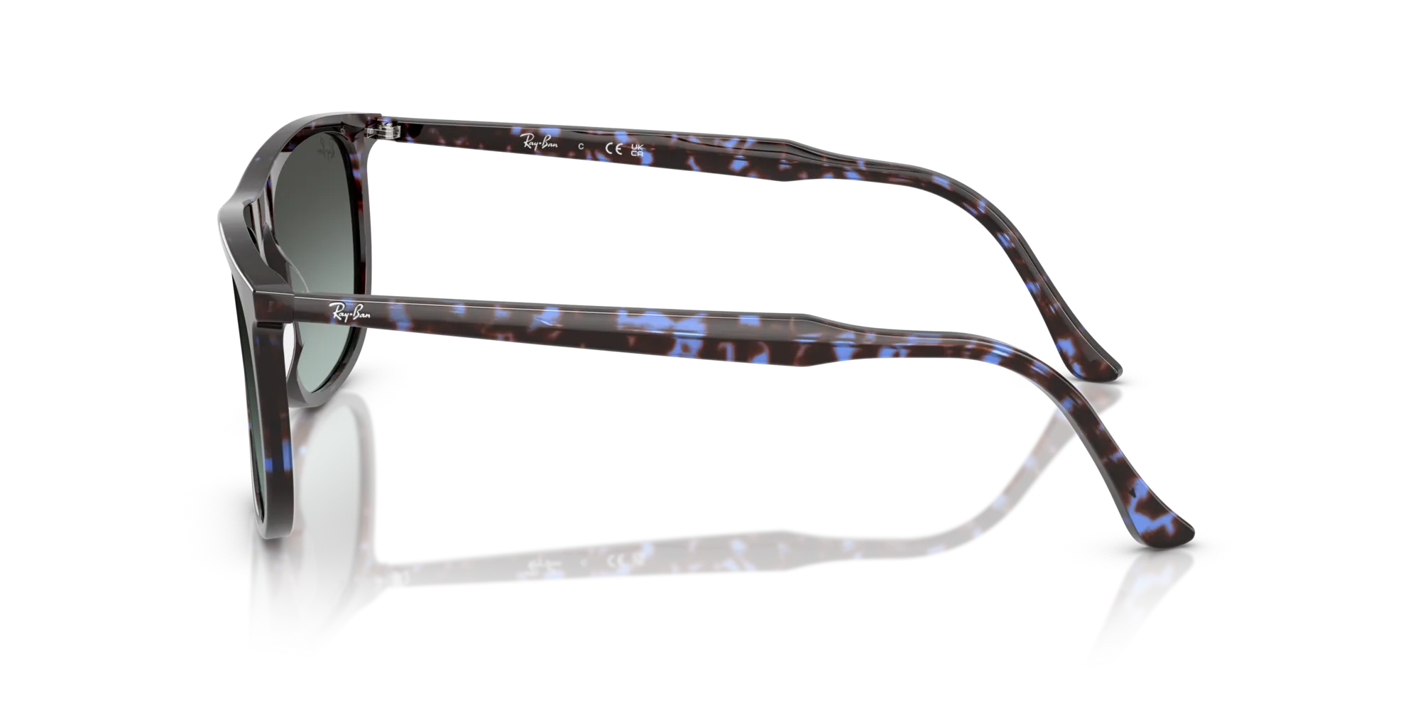Ray - Ban RB2216 1430GK Occhiali da sole Acetato Blu Squadrata Normale Sfumato - immagine 4