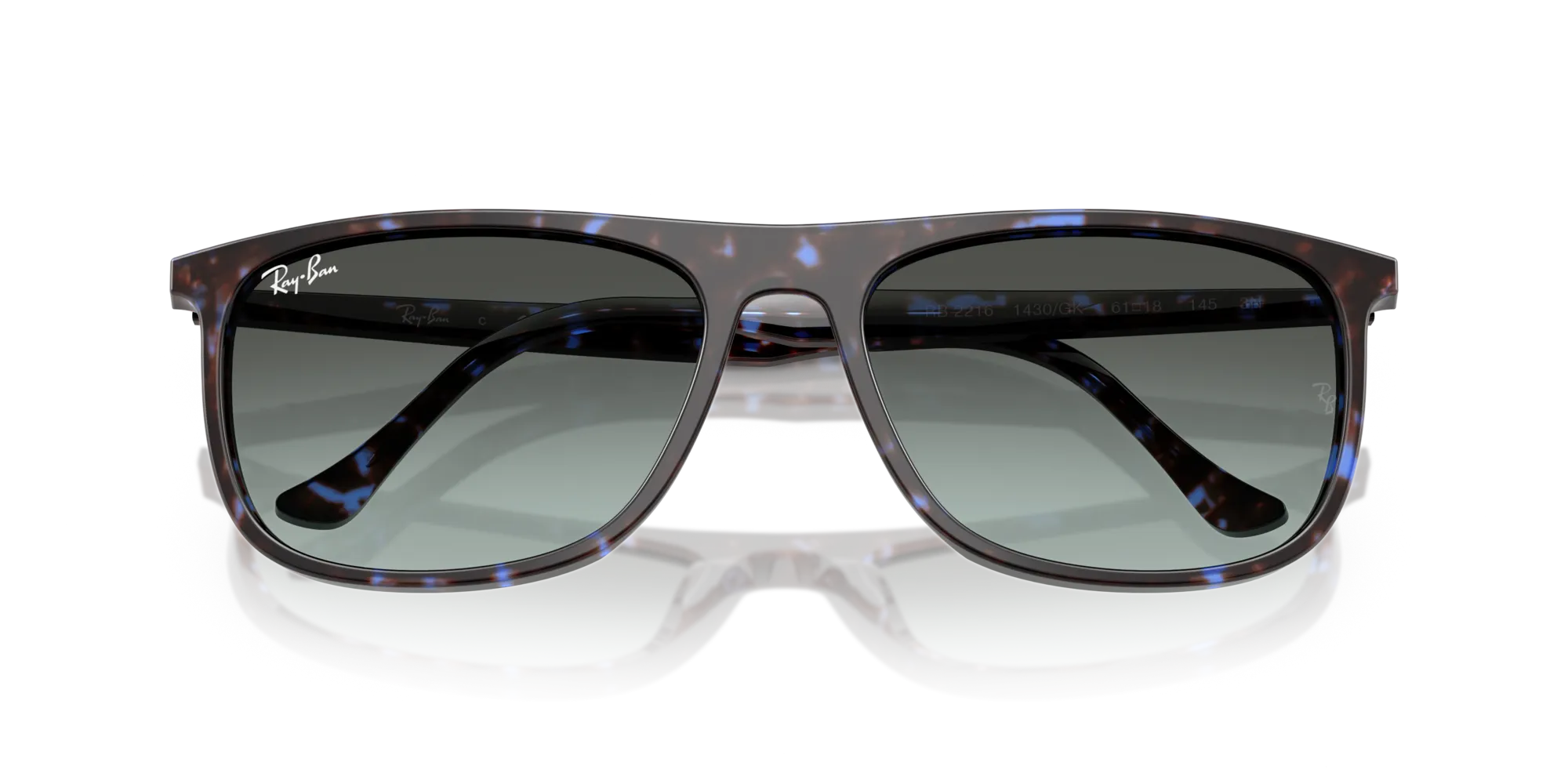 Ray - Ban RB2216 1430GK Occhiali da sole Acetato Blu Squadrata Normale Sfumato - immagine 2