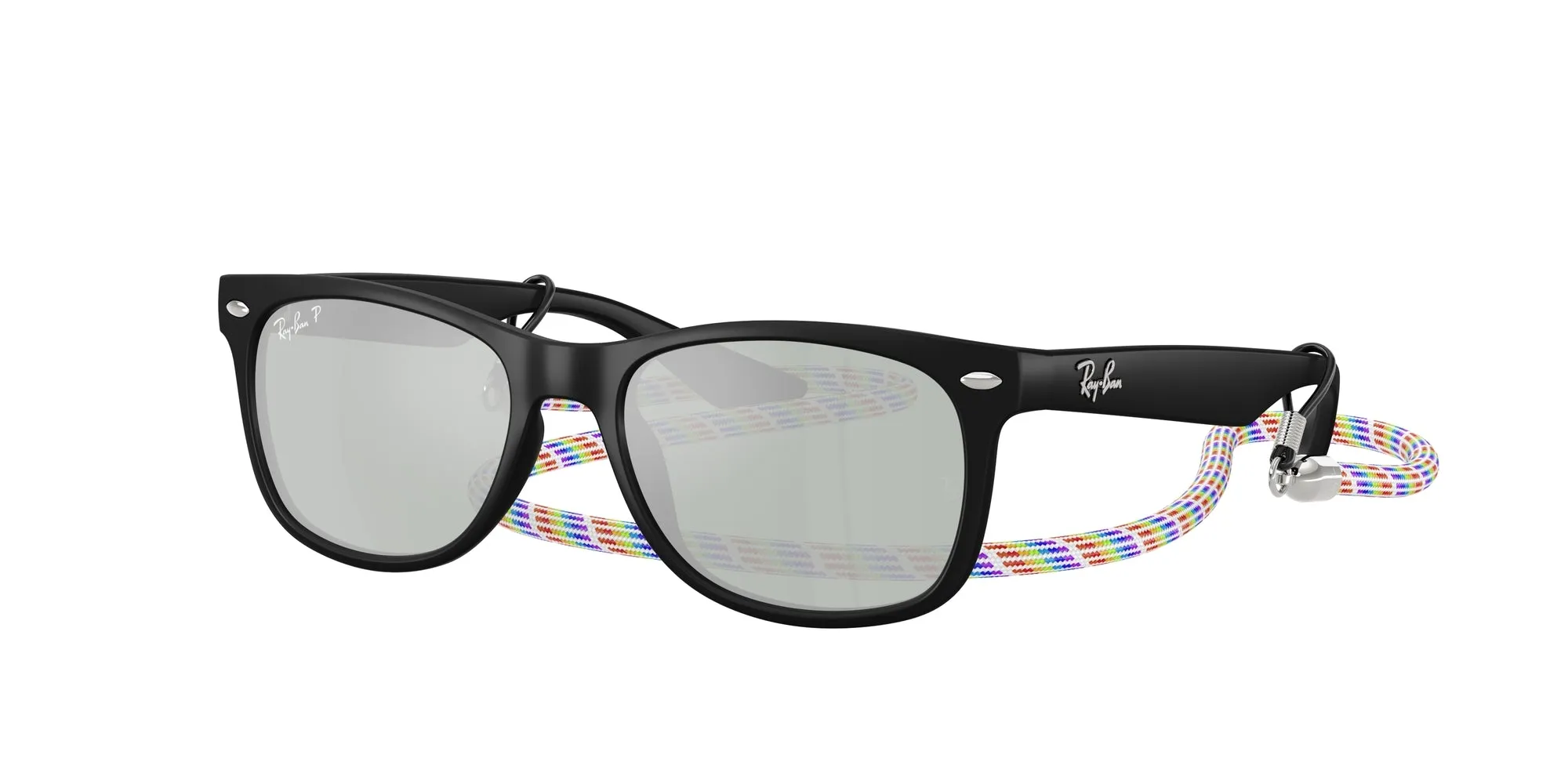 Ray - Ban RJ9052S JUNIOR NEW WAYFARER 7028Y4 Occhiali da sole Nylon Nero Verde Squadrata Polarizzata Specchiato - immagine 1
