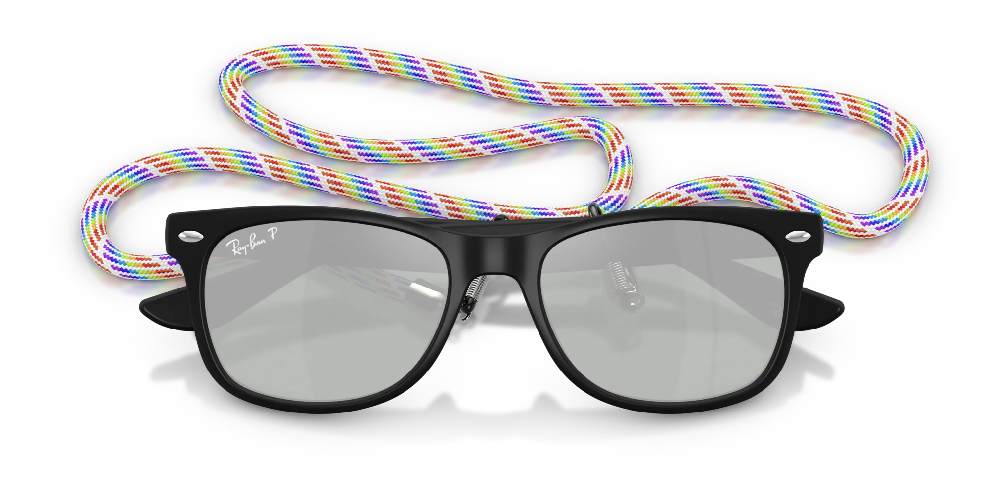 Ray - Ban RJ9052S JUNIOR NEW WAYFARER 7028Y4 Occhiali da sole Nylon Nero Verde Squadrata Polarizzata Specchiato - immagine 2