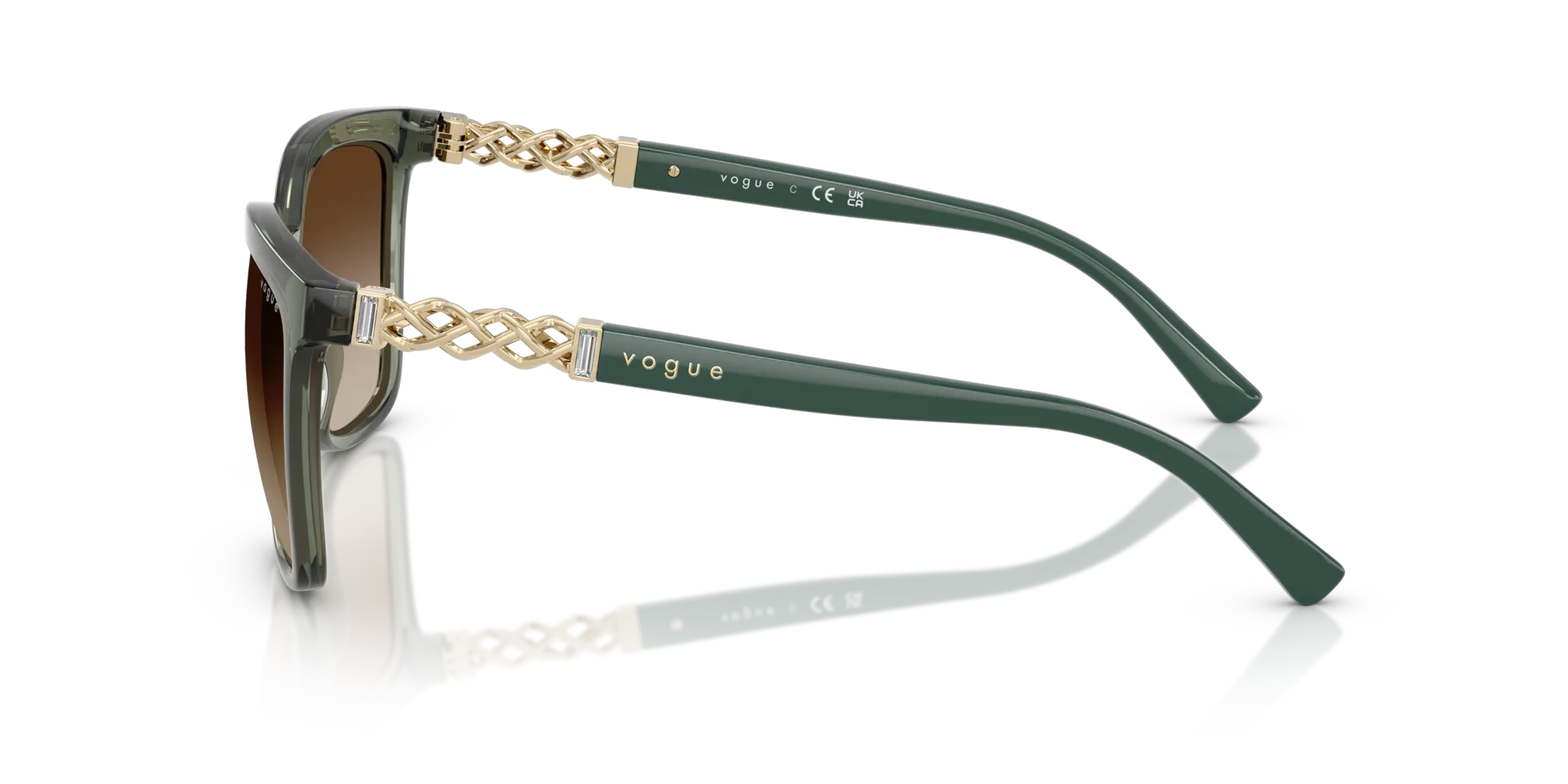 VOGUE EYEWEAR VO5633SB 308613 Occhiali da sole Nylon Verde Marrone Squadrata Normale Sfumato - immagine 4